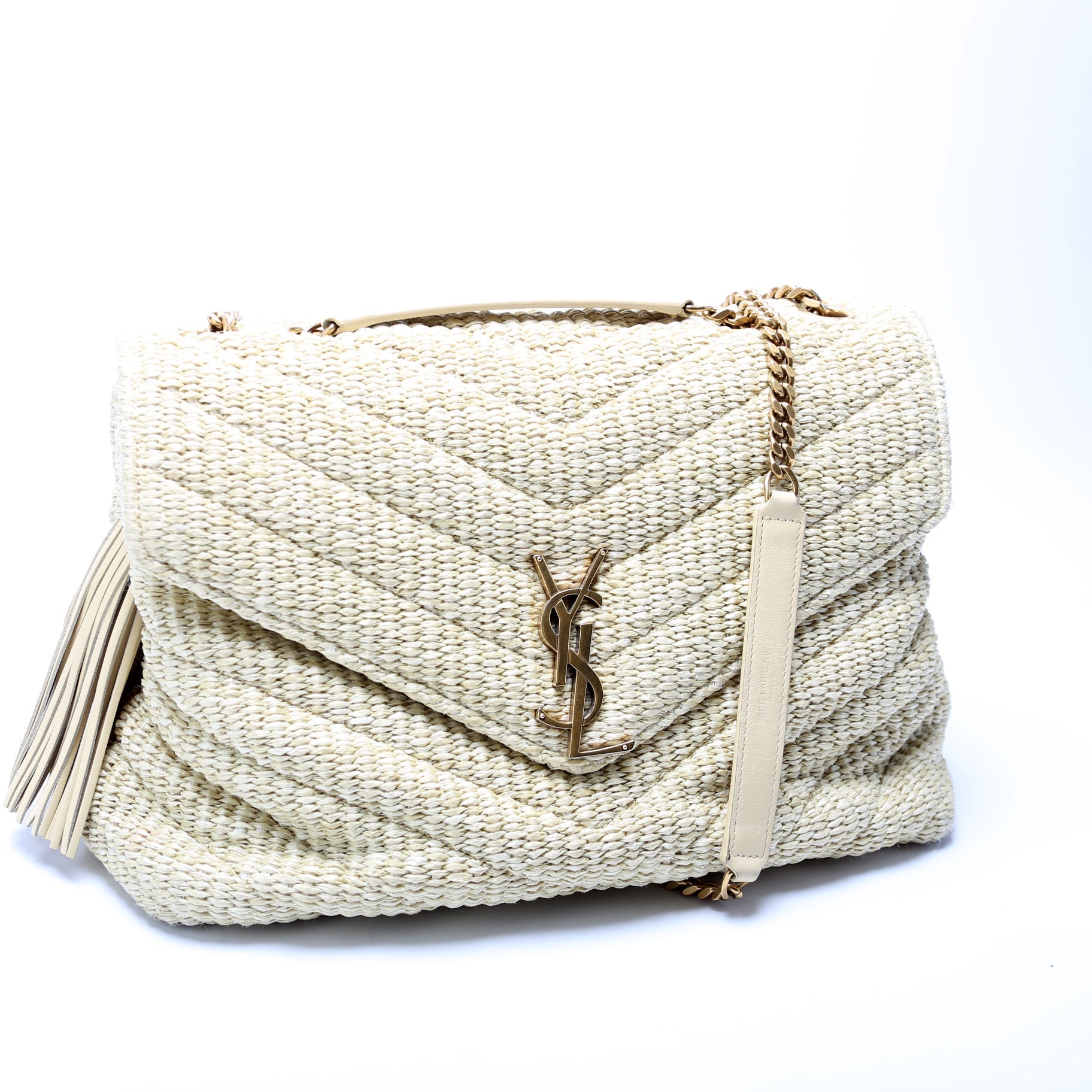 Saint Laurent Loulou Satchel Medium Raffia Bag