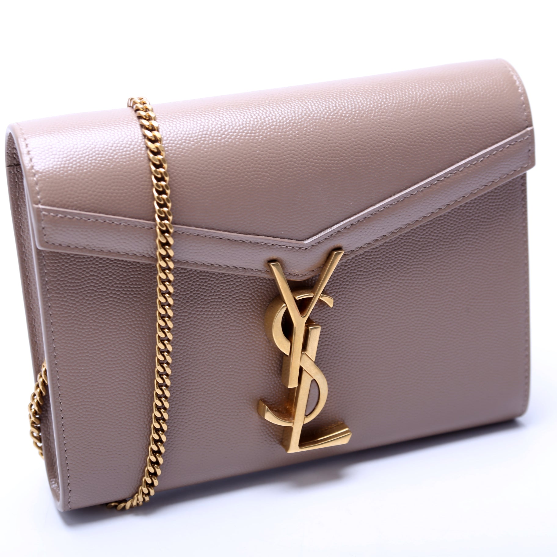 Saint Laurent Cassandra Chain Wallet Grain Bag