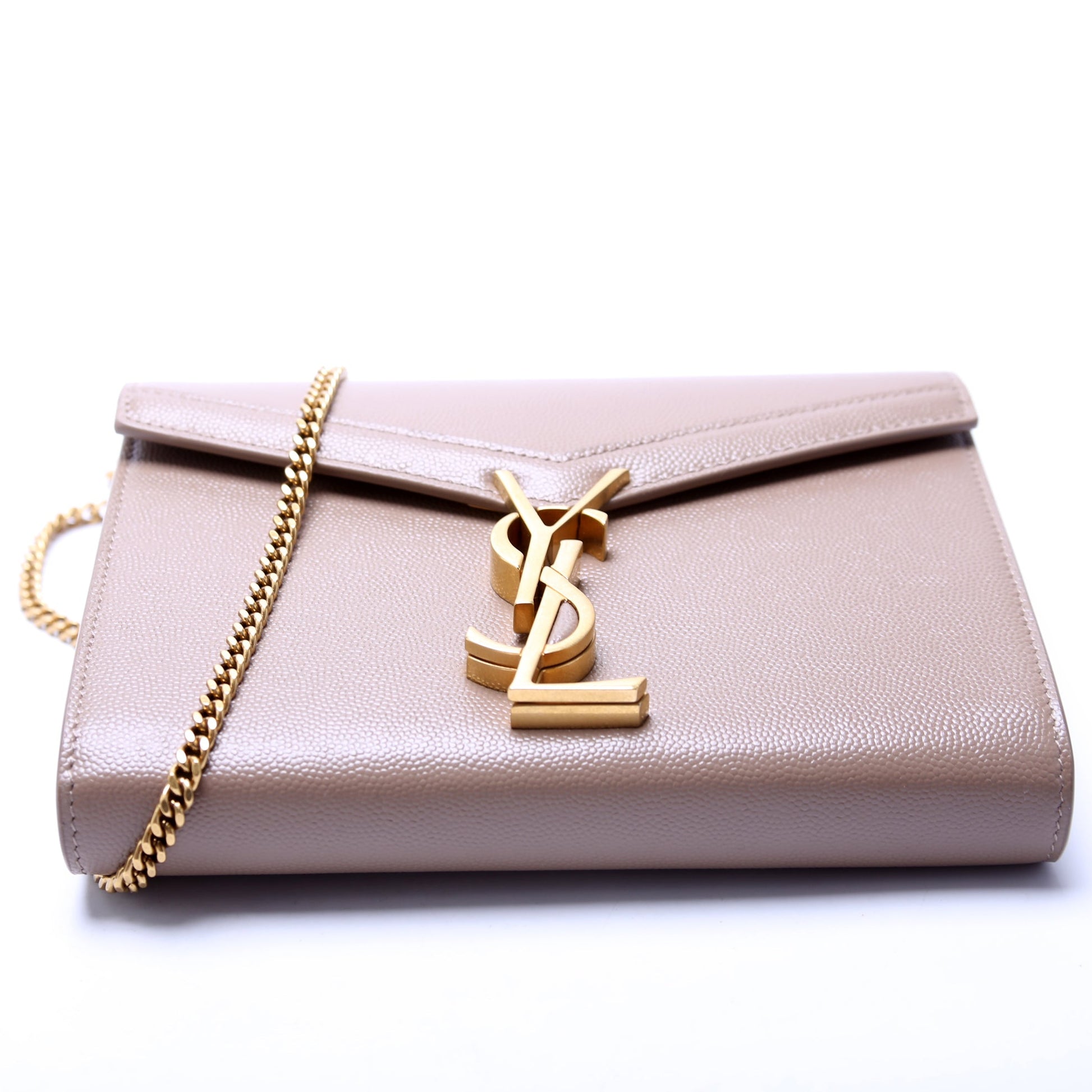 Saint Laurent Cassandra Chain Wallet Grain Bag