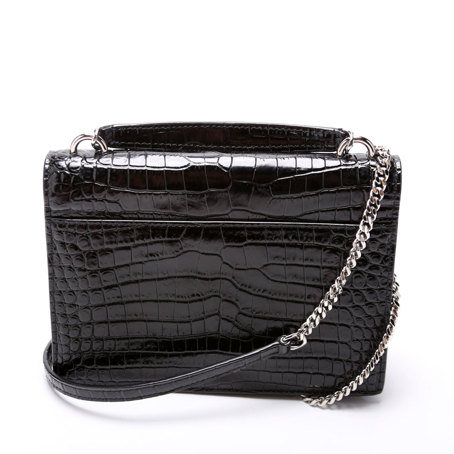Saint Laurent Sunset Croc Embossed Chain Wallet 33026 Bag
