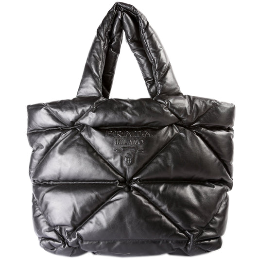 Prada Soft Nappa Padded System Tote Black Bag
