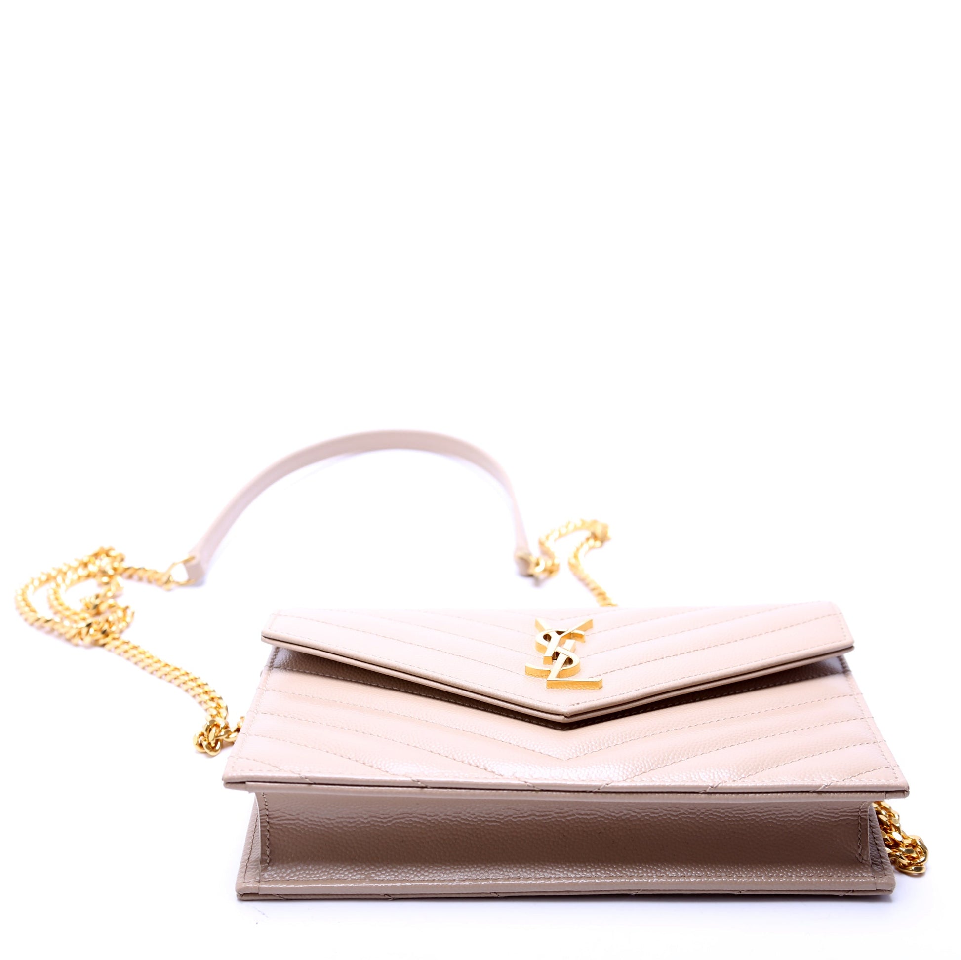 Saint Laurent Envelope Chain Wallet Beige Bag