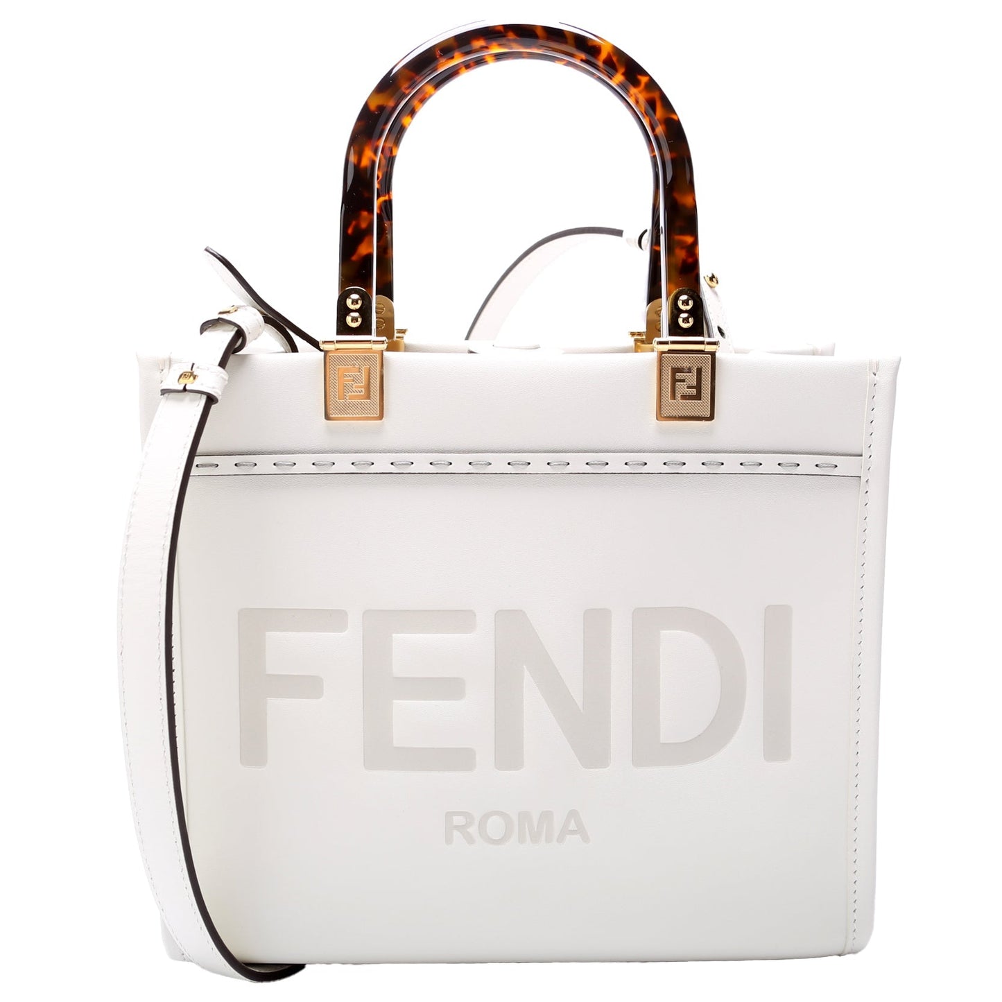 Fendi 8BH394 Sunshine Shopper Small Leather White Bag