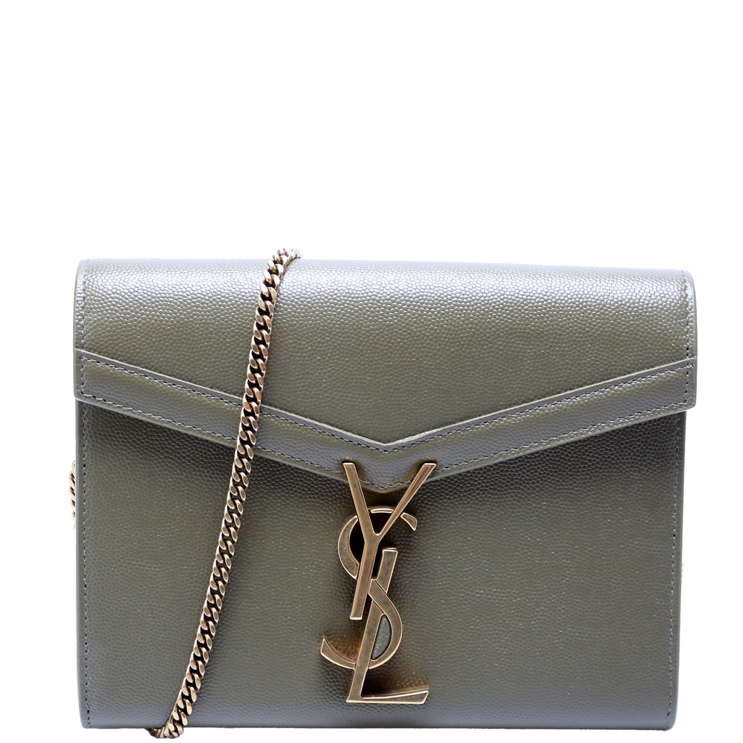 Saint Laurent Cassandra Chain Wallet Grain 635023 Green Bag