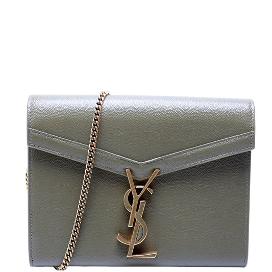 Saint Laurent Cassandra Chain Wallet Grain 635023 Green Bag