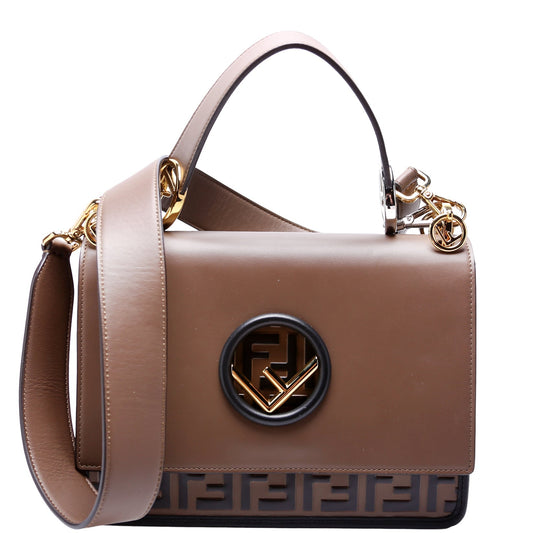 Fendi 8BT284 Kan I Medium Shoulder Vitello F Is Brown/Black Bag