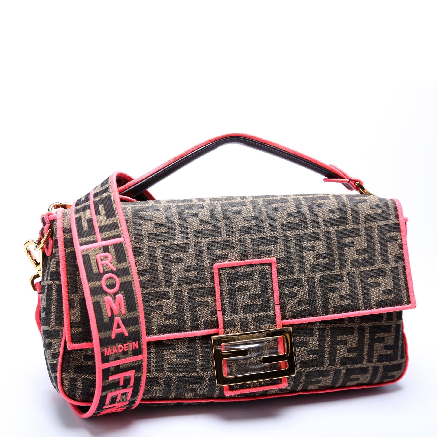 Fendi Baguette FF Roma 1974 Pink Bag