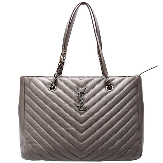Saint Laurent 392739 Chevron Large Tote Sheepskin Grey Bag