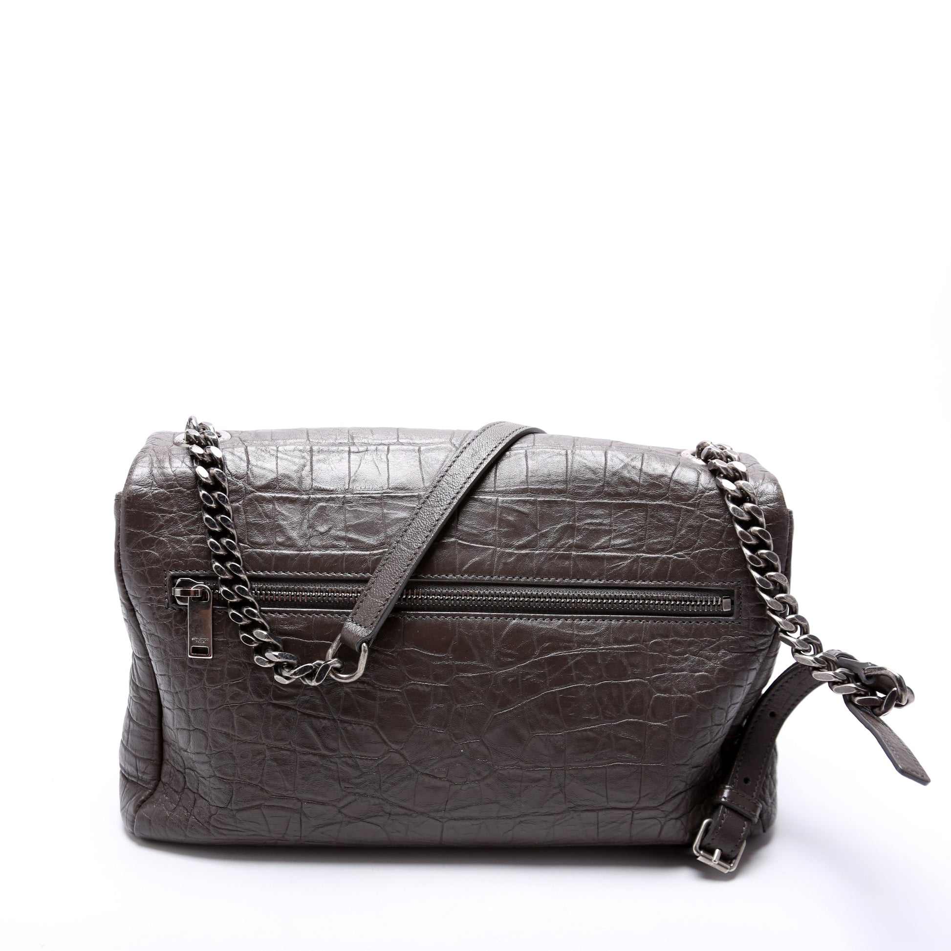 Saint Laurent West Hollywood Medium Crocodile Embossed 620663 Brown Bag