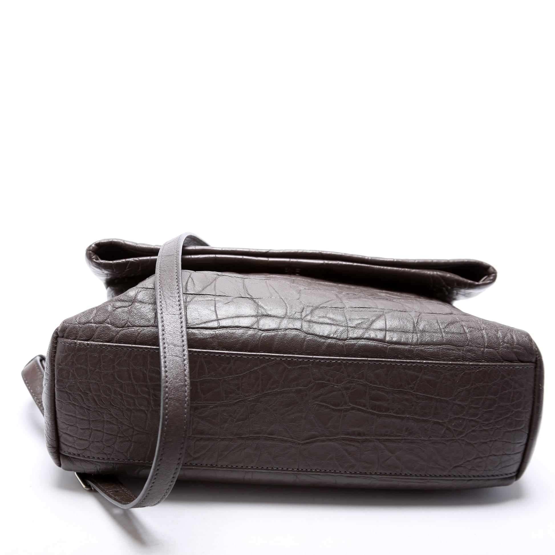 Saint Laurent West Hollywood Medium Crocodile Embossed 620663 Brown Bag
