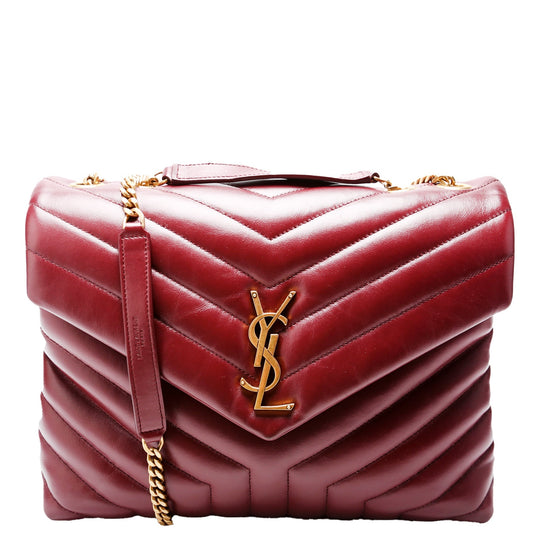 Saint Laurent Lou Lou Medium Quilted 574946 Burgundy Bag