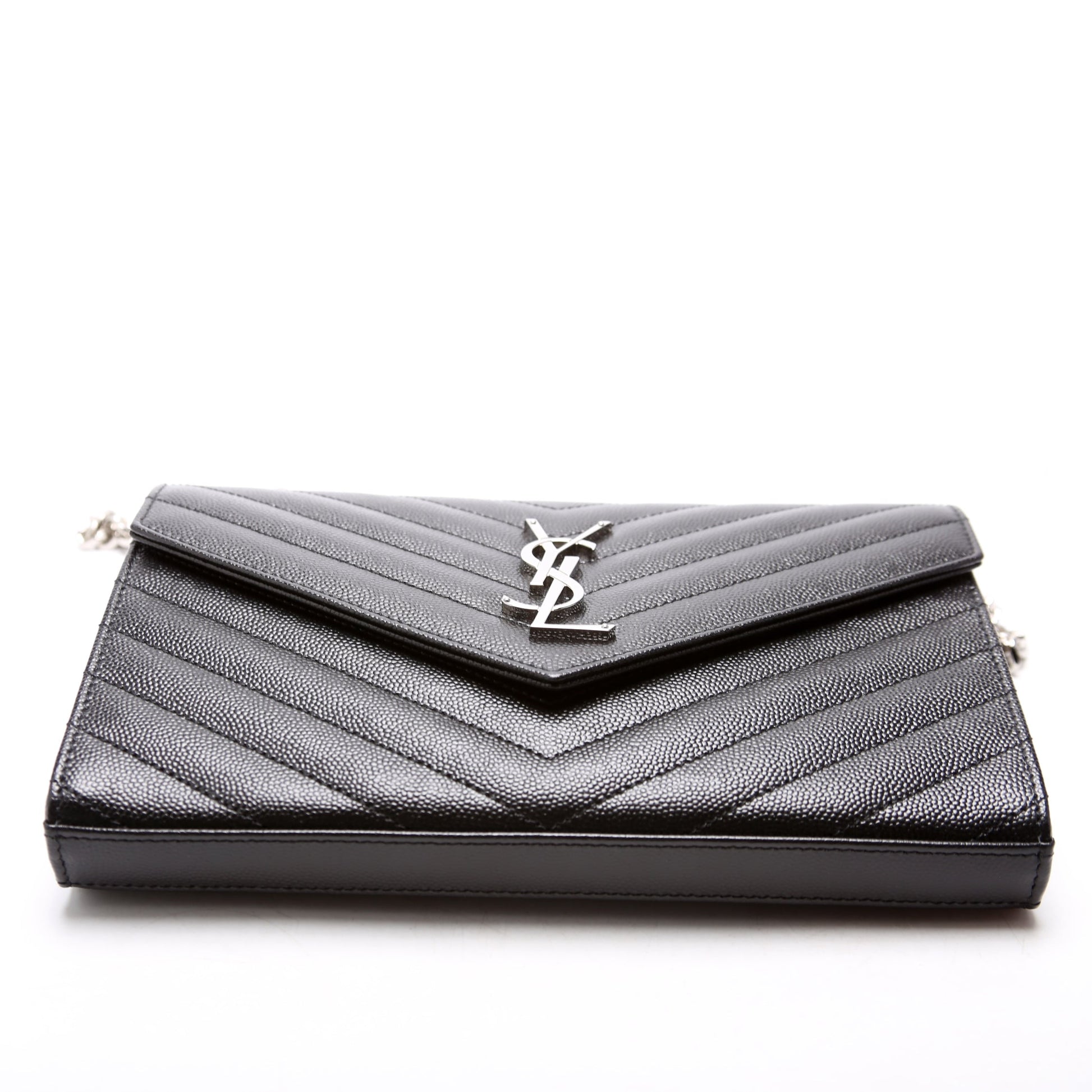 Saint Laurent Grain De Chain Wallet 377828 Black Bag