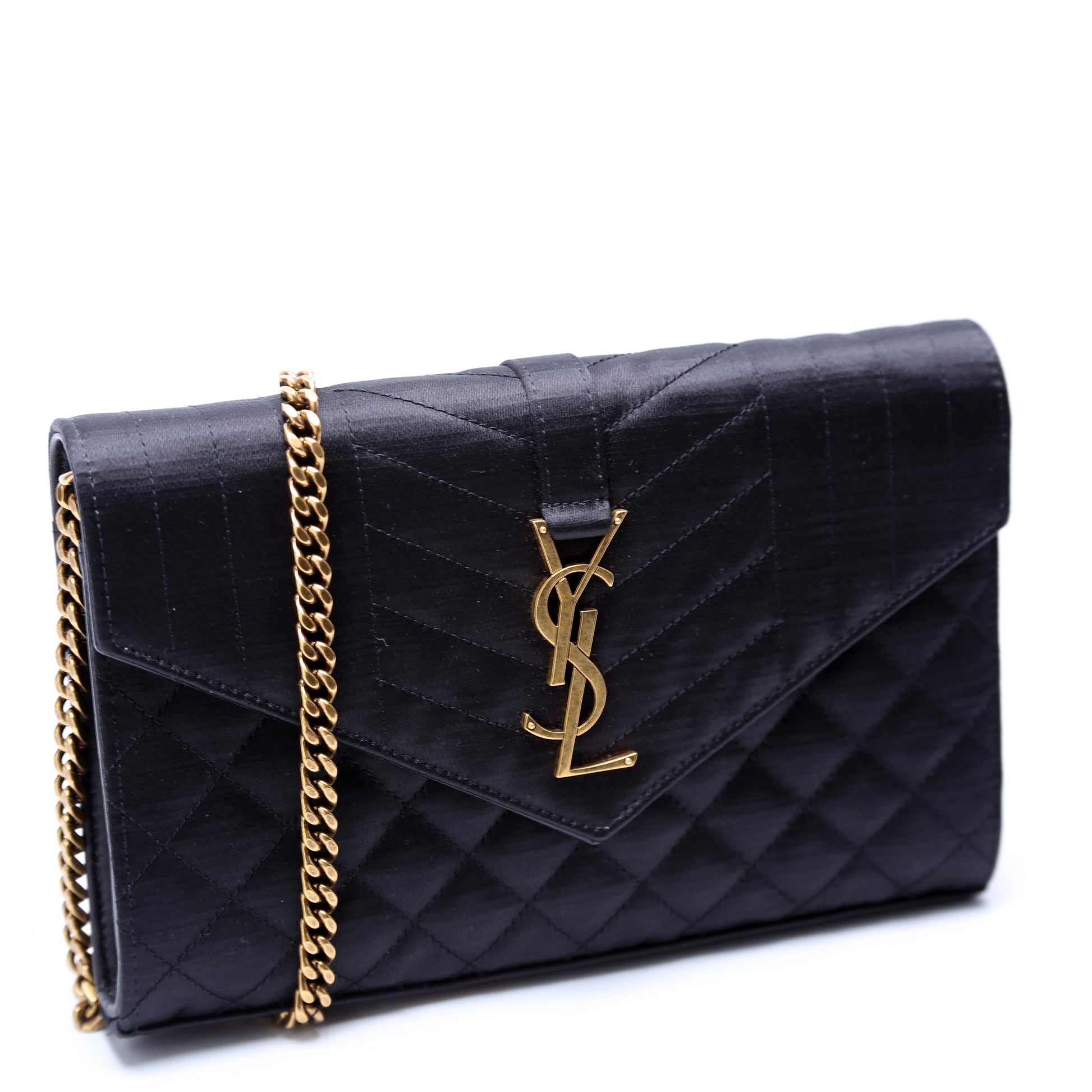 Saint Laurent Triquilt Satin Chain Wallet 620280 Bag