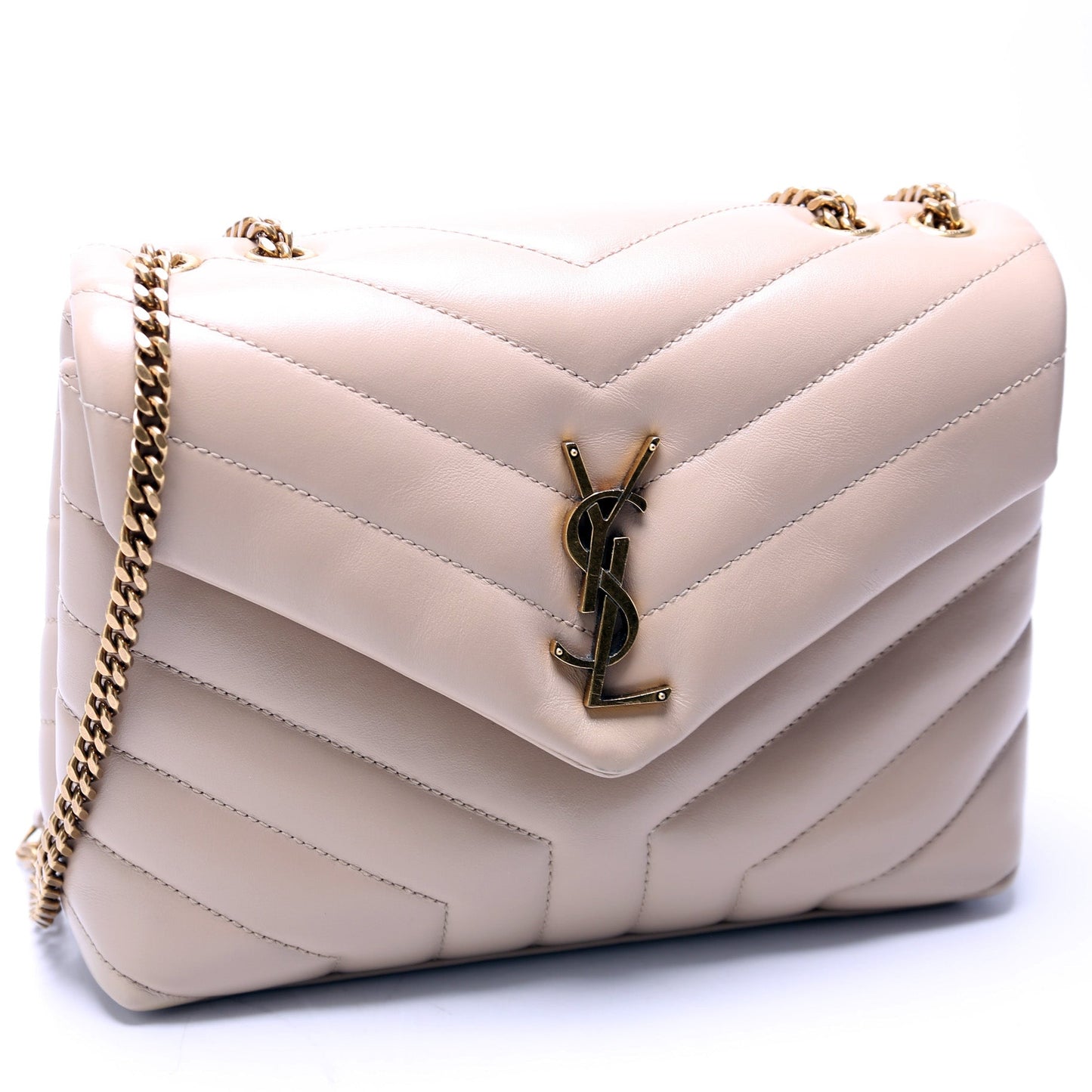 Saint Laurent Loulou Satchel Small Beige Bag