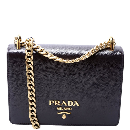 Prada Saffiano Chain Crossbody Plum Bag