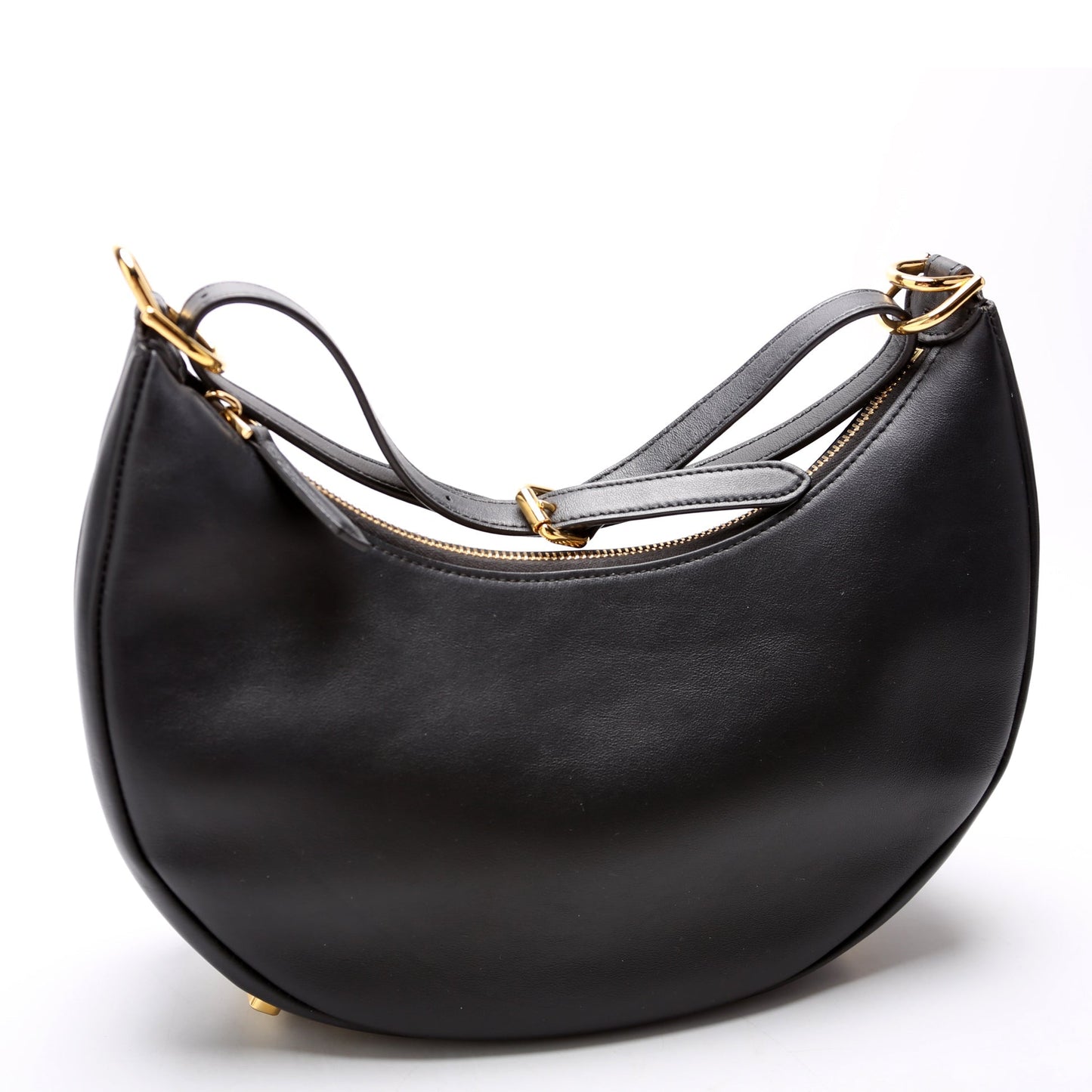 Fendi 8BR798graphy Small Leather Hobo Black Bag