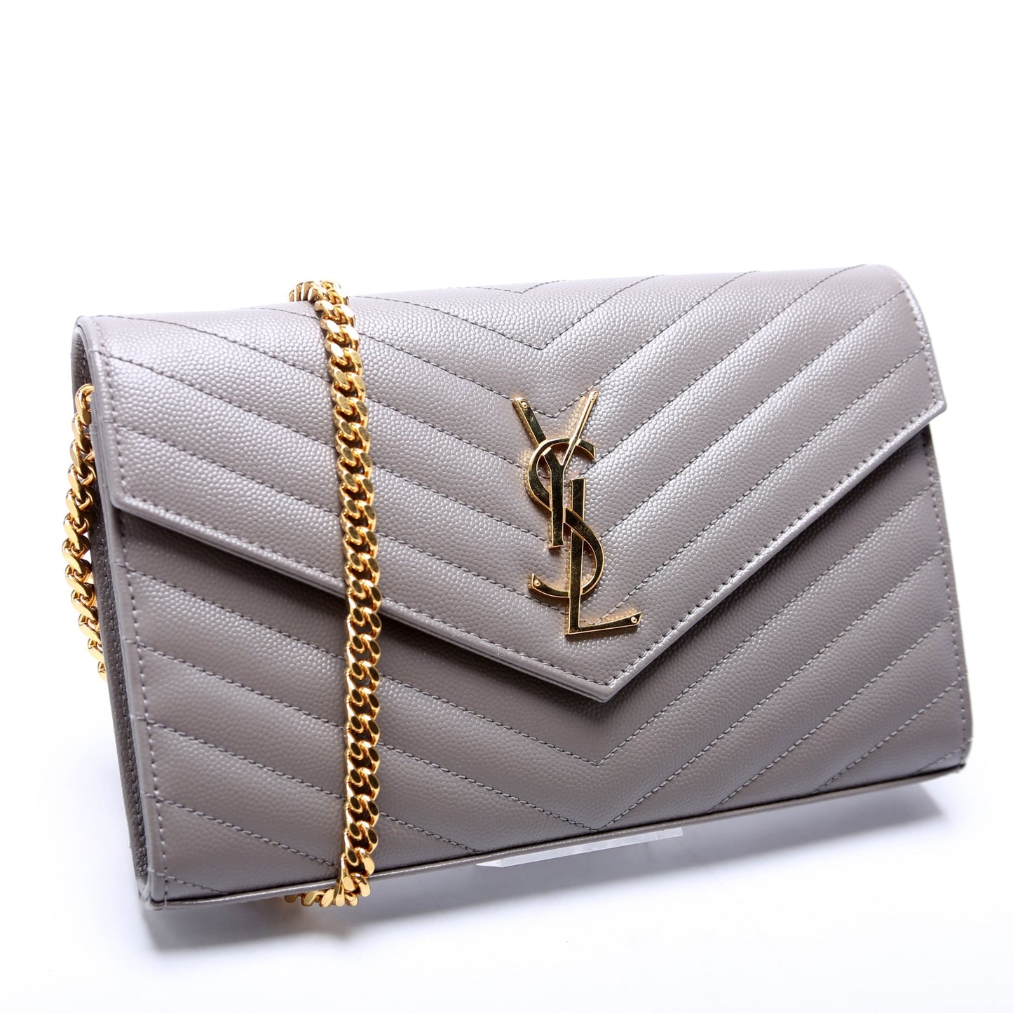 Saint Laurent Grain De Chain Wallet Grey Bag