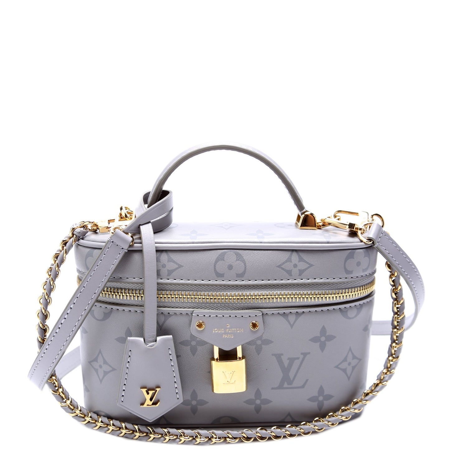 Louis Vuitton Vanity Chain Pouch Calfskin Monogram Grey