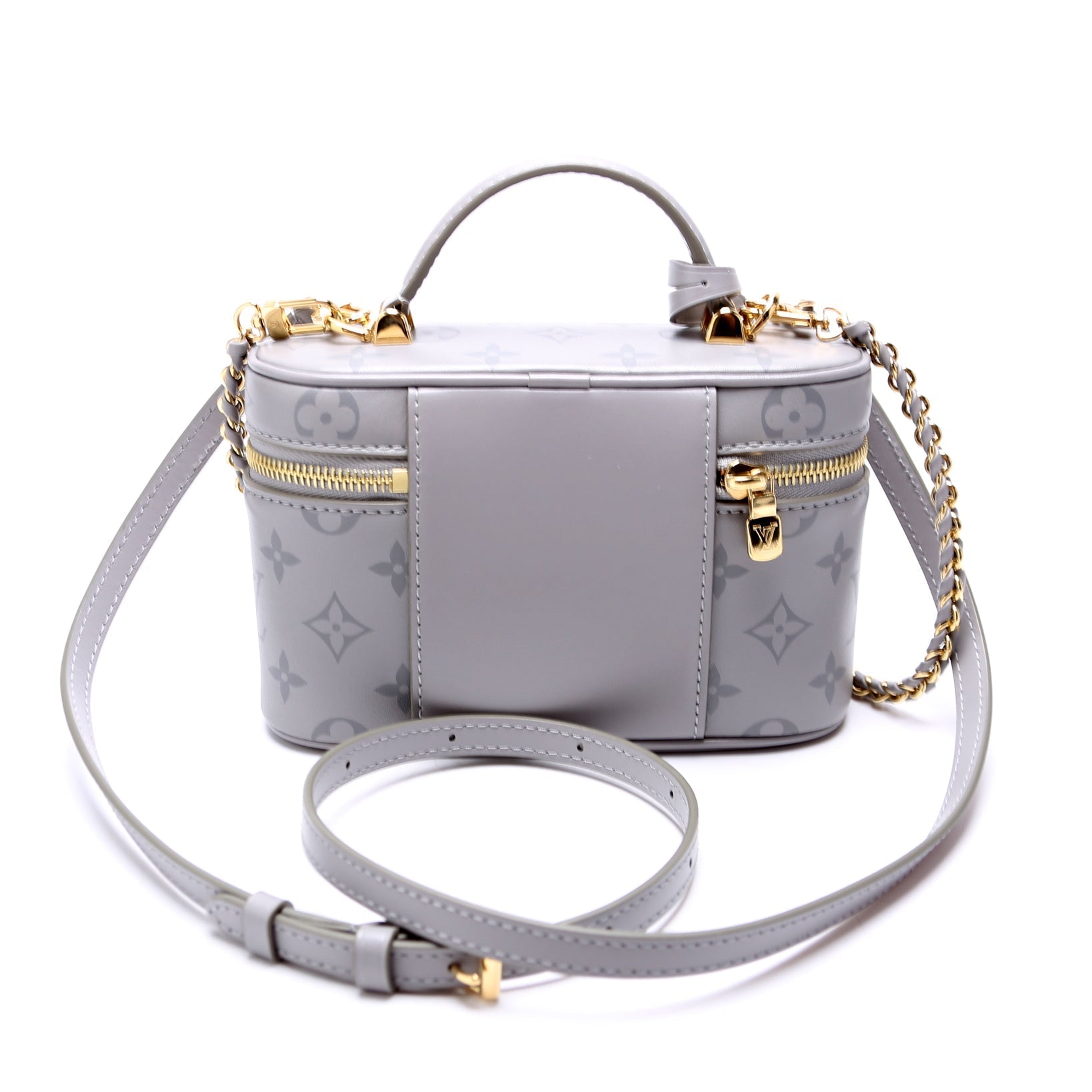 Louis Vuitton Vanity Chain Pouch Calfskin Monogram Grey