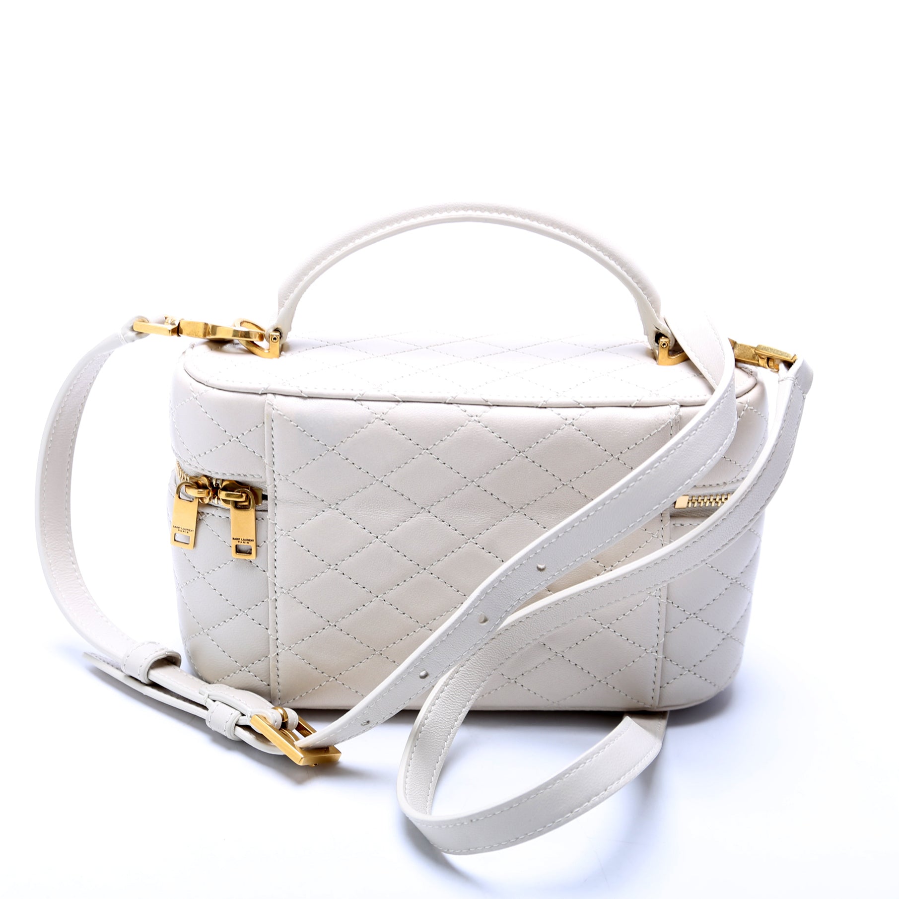 Saint Laurent Gaby Vanity Quilted Lambskin Cream Bag