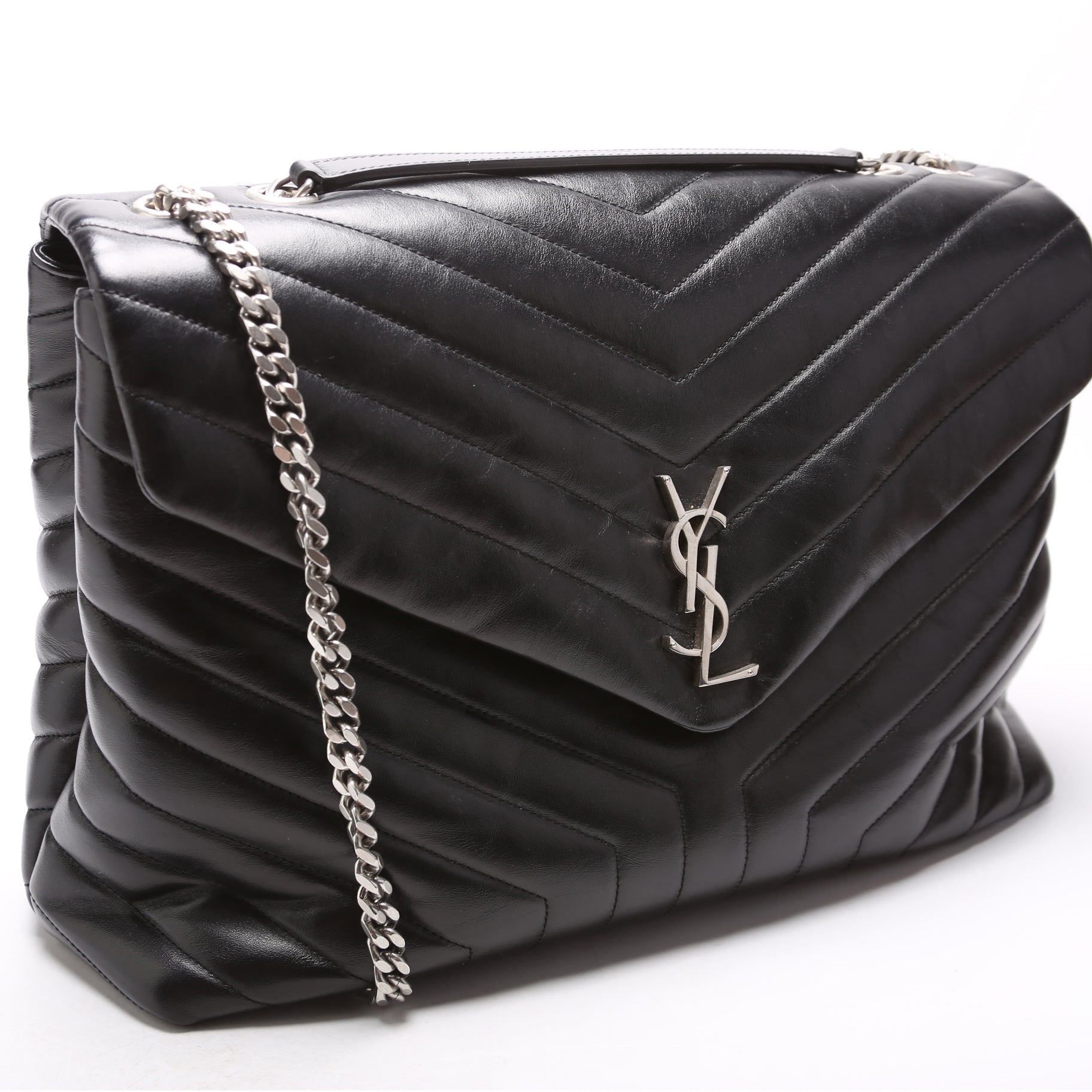 Saint Laurent 487215 Loulou Satchel Large Black Bag