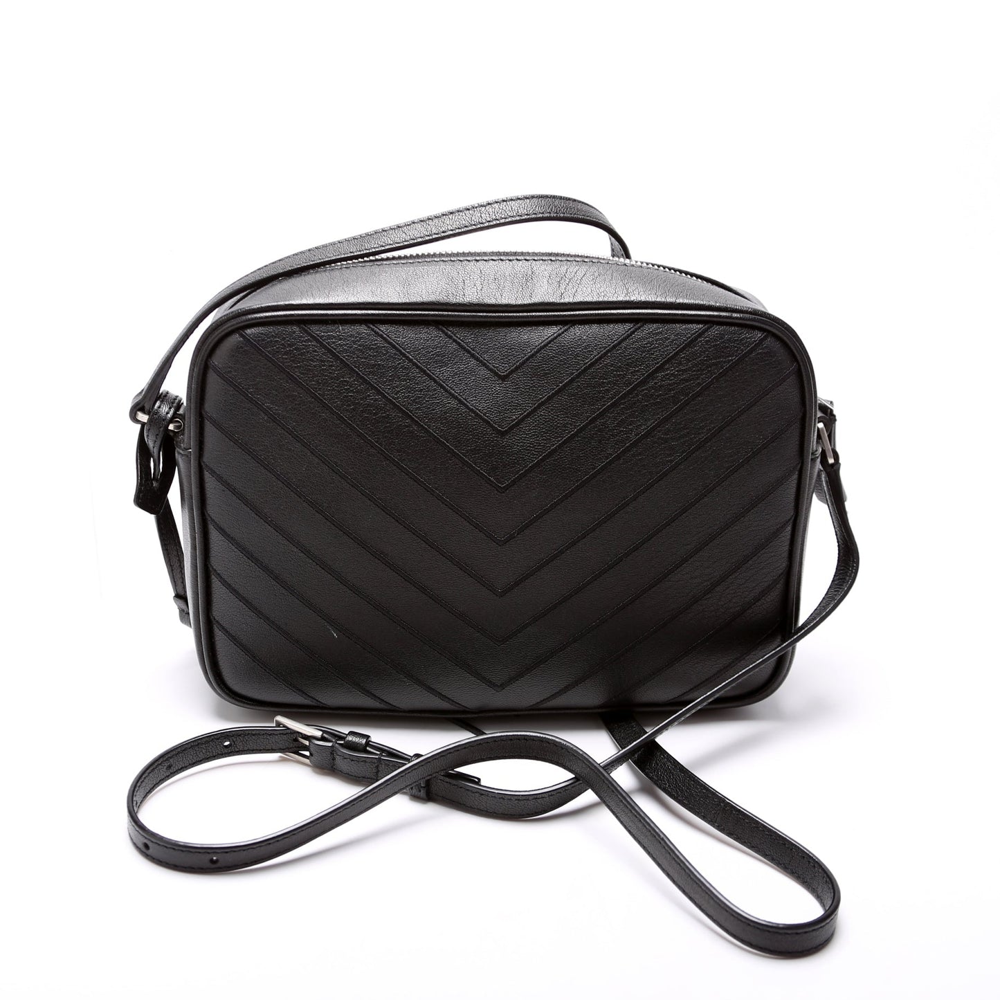 Saint Laurent Lou Camera Studded Calfskin 612544 Black Bag