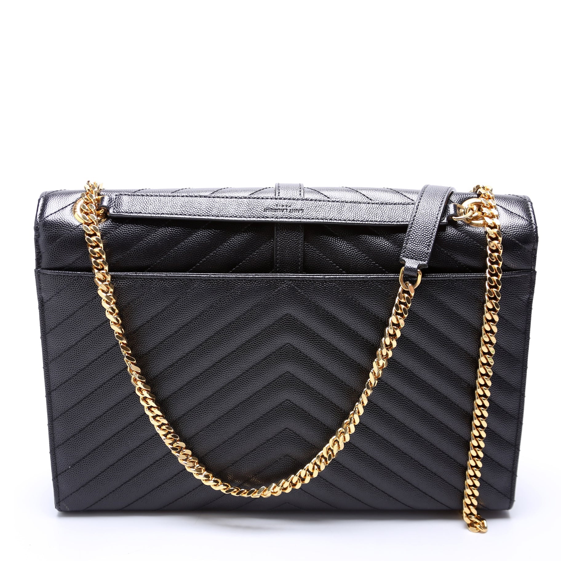 Saint Laurent 396910 Envelope Chevron Large Black Bag
