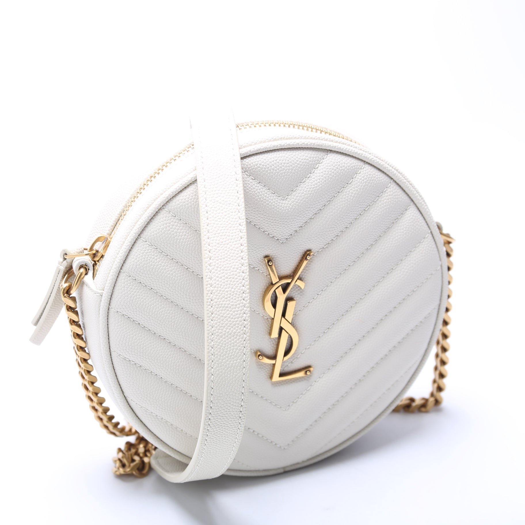 Saint Laurent Grain De Round Camera White Bag