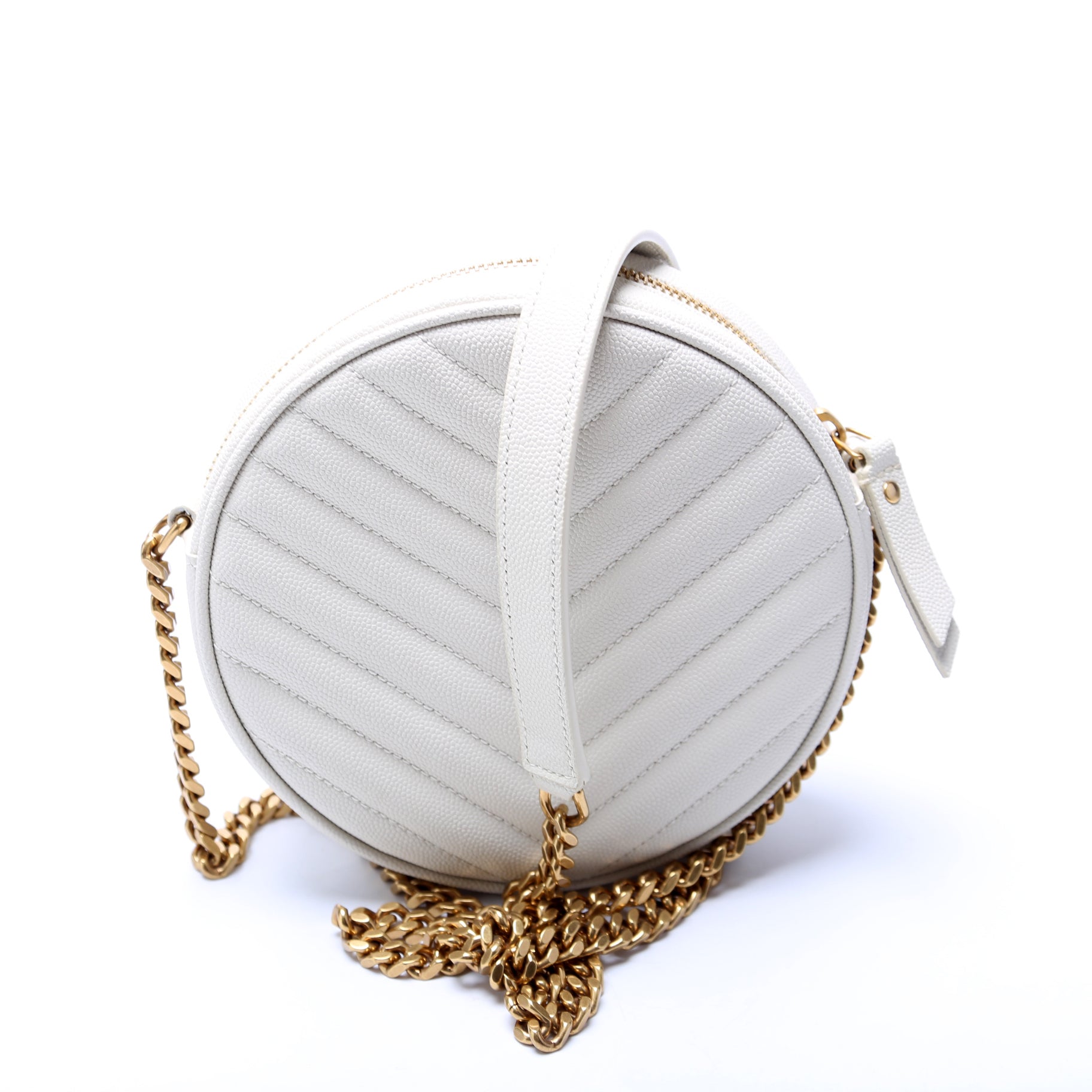 Saint Laurent Grain De Round Camera White Bag