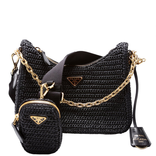 Prada Raffia Re-Edition 2005 Shoulder Bag