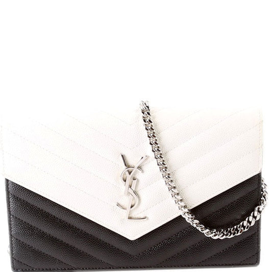 Saint Laurent Envelope Chain Wallet White/Black Bag