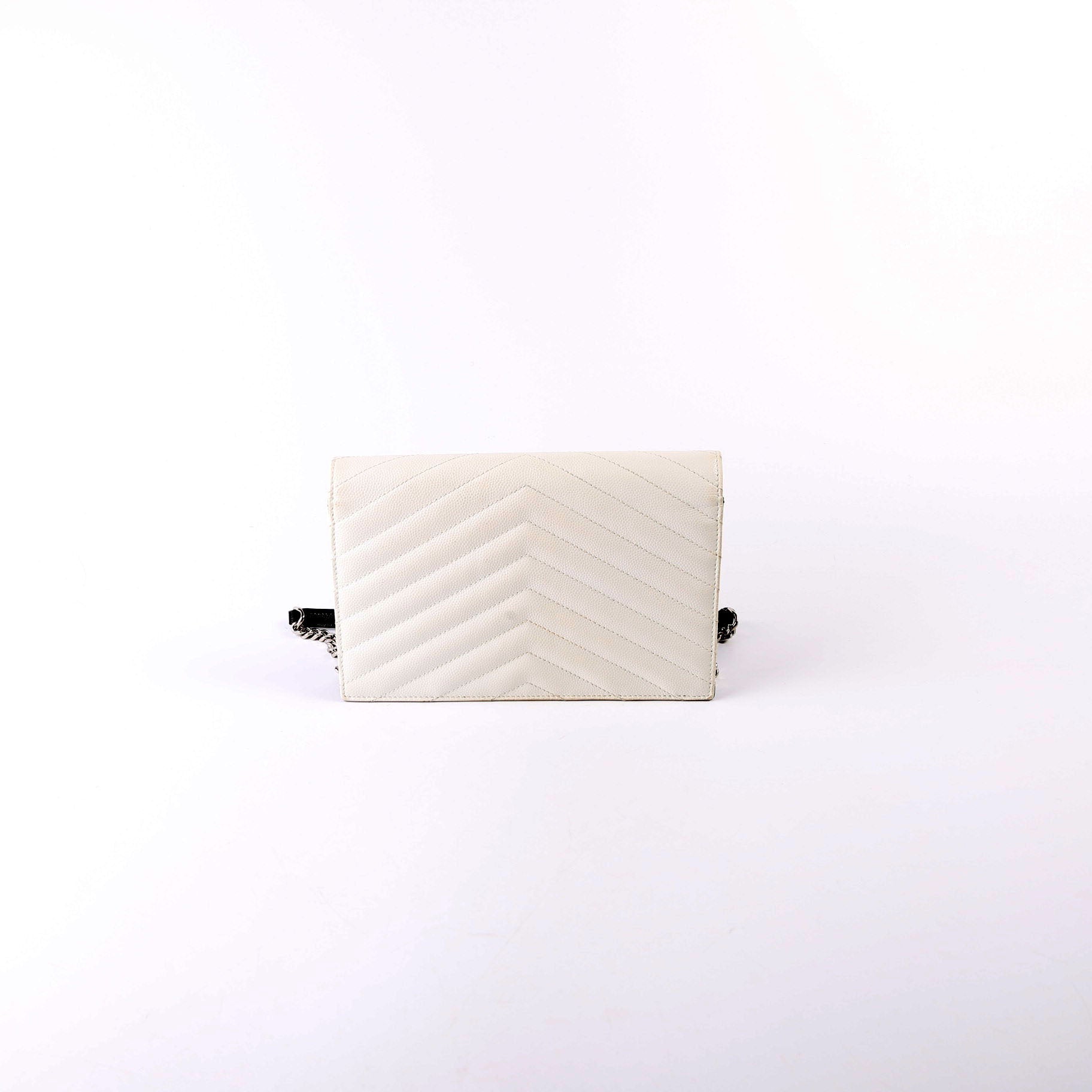 Saint Laurent Envelope Chain Wallet White/Black Bag