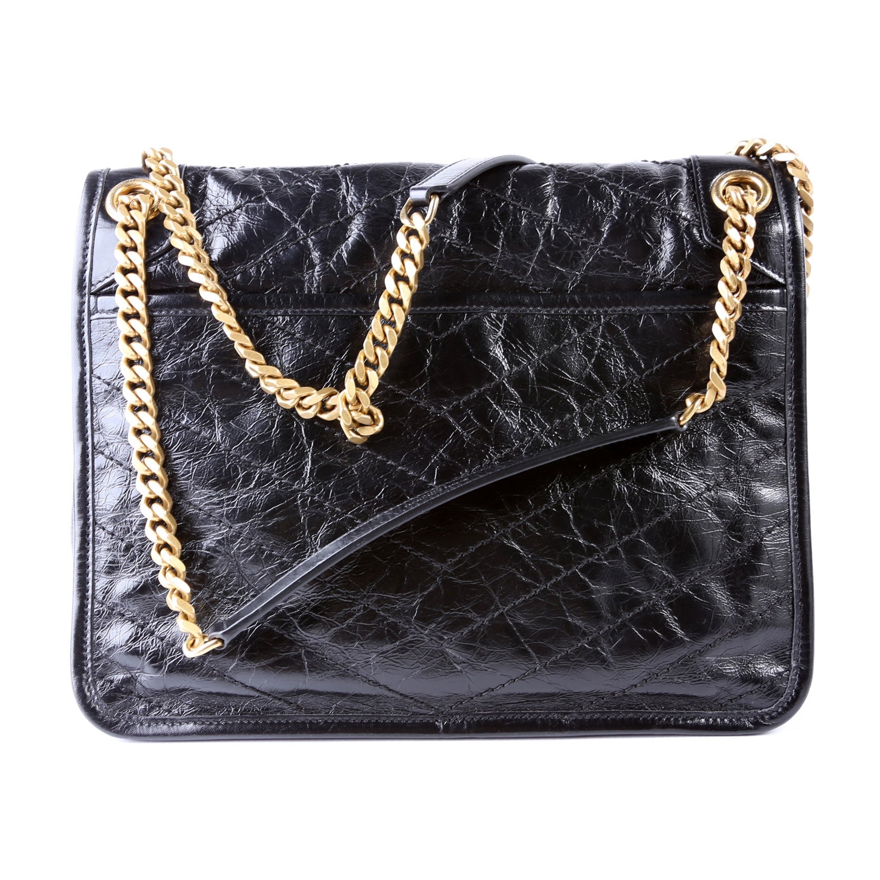 Saint Laurent Niki Medium Crinkle Leather Black Bag