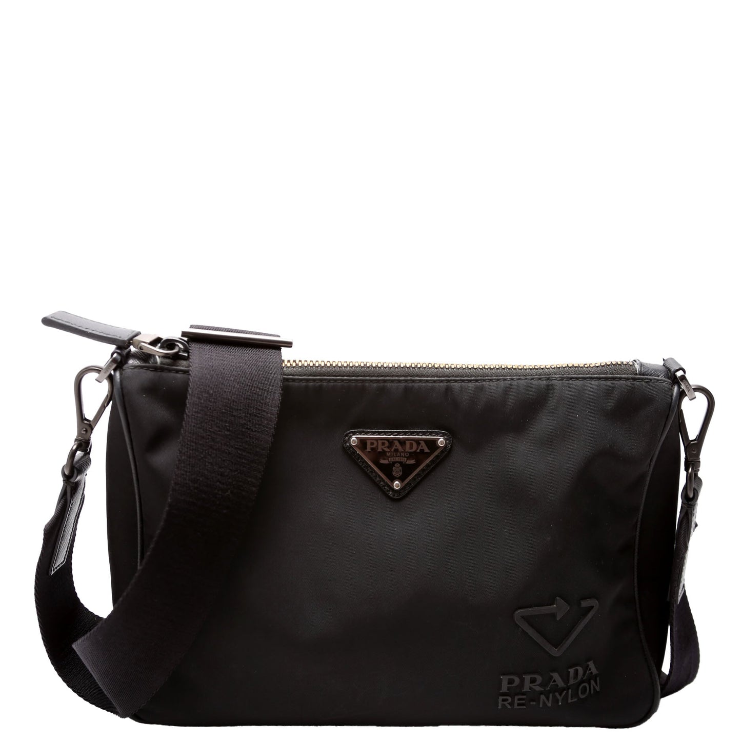 Prada Re-Nylon Small Zip Messenger Black Bag