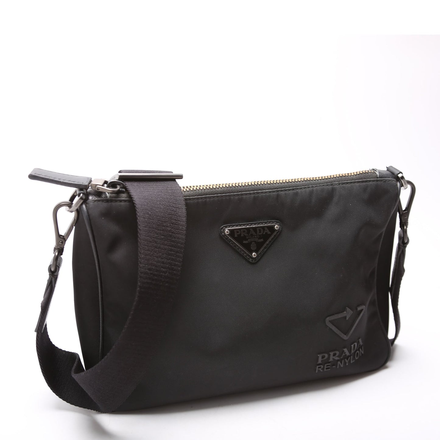 Prada Re-Nylon Small Zip Messenger Black Bag