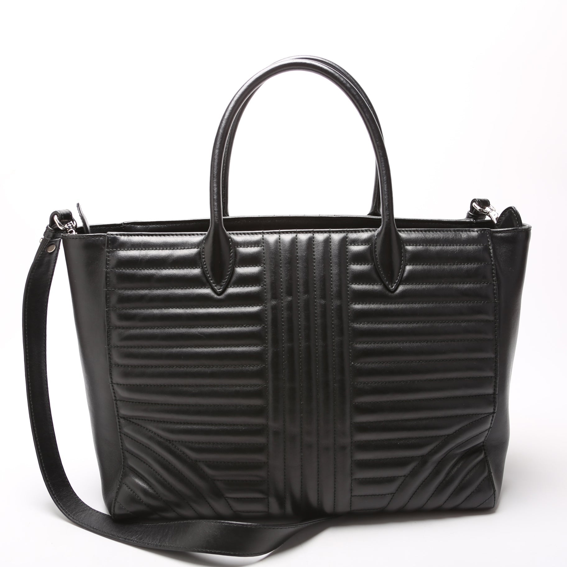 Prada Quilted Calfskin Diagramme Tote Black Bag