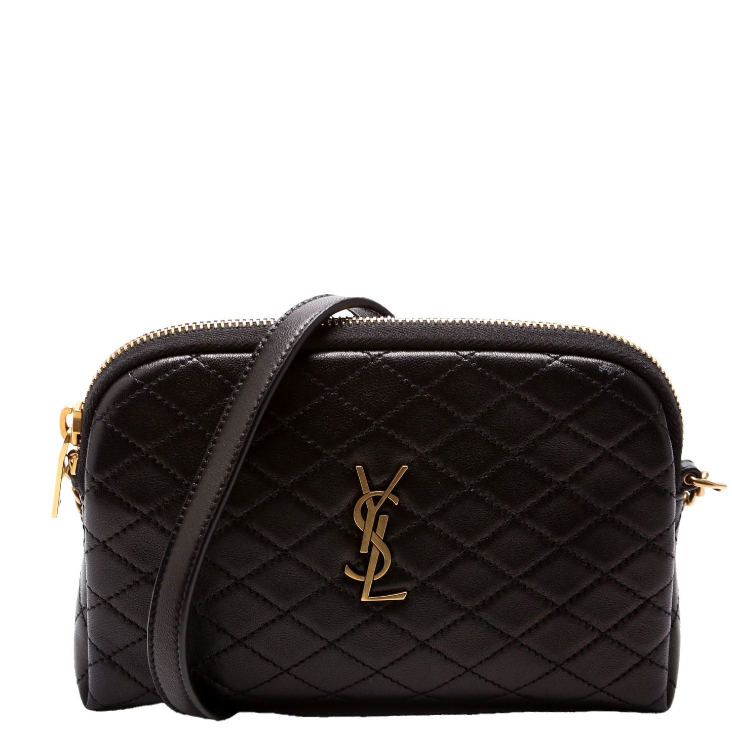 Saint Laurent 733667 Gaby Zip Pouch Quilted Lambskin Black Bag