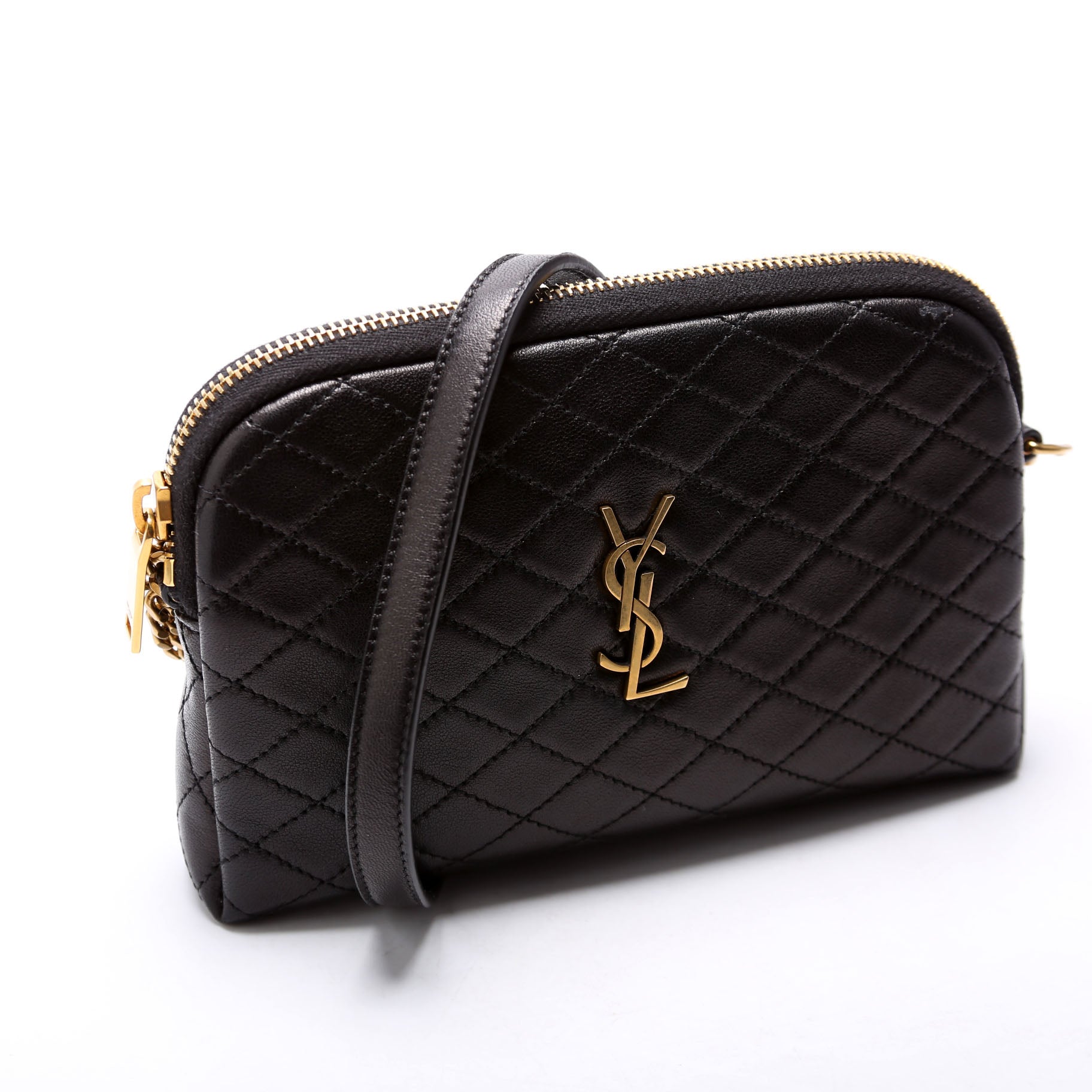 Saint Laurent 733667 Gaby Zip Pouch Quilted Lambskin Black Bag