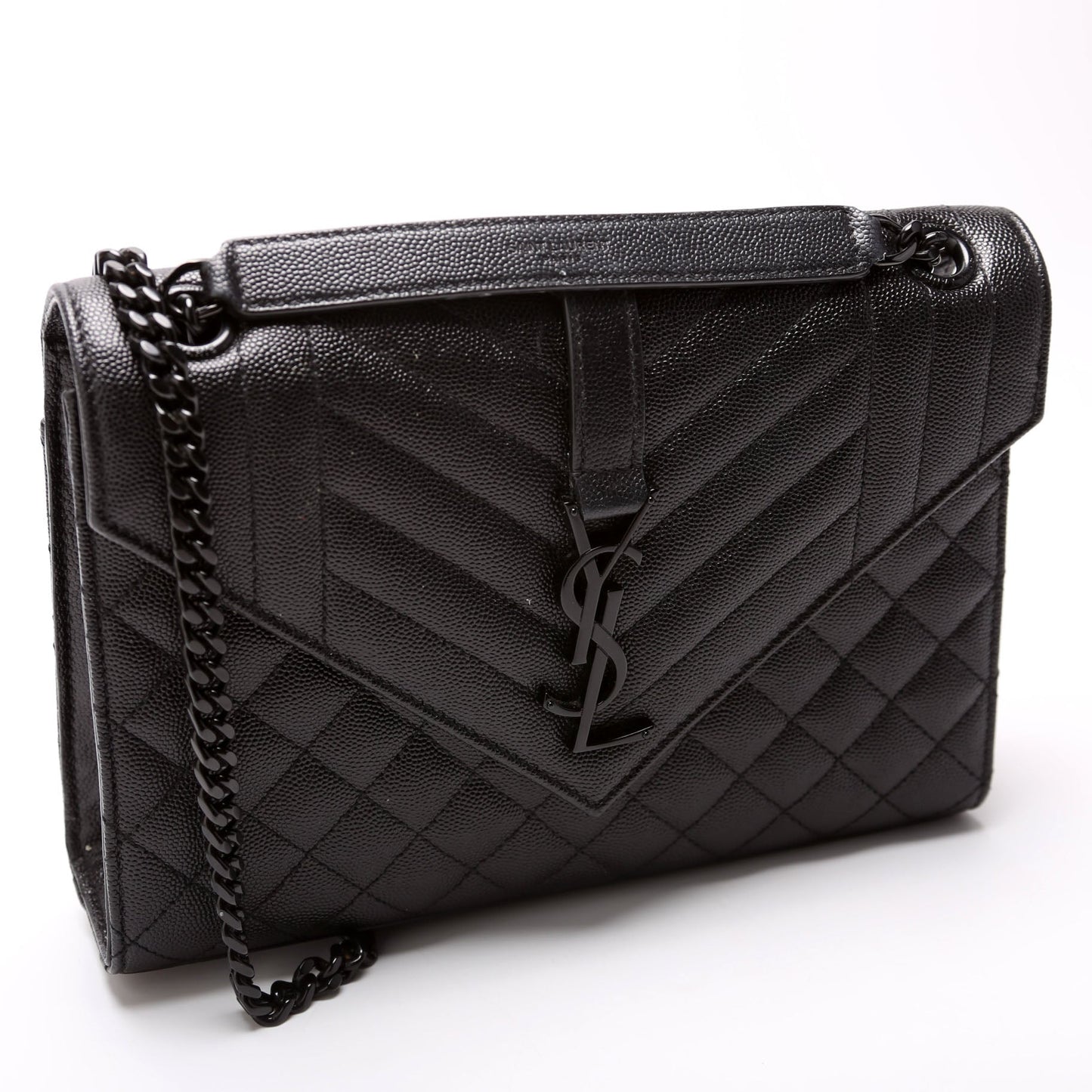 Saint Laurent Envelope Medium Grain De Triquilt 600185 Black Bag