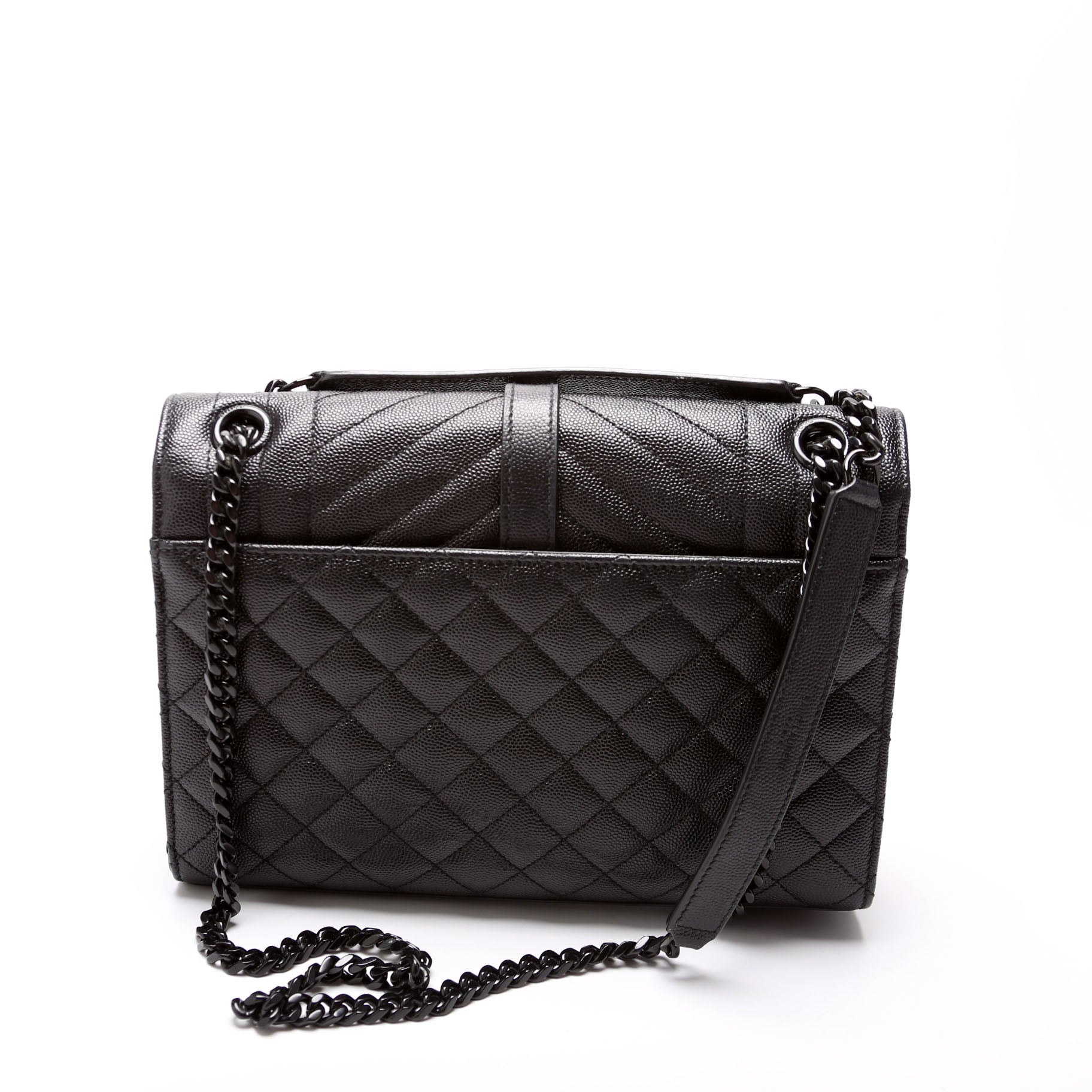 Saint Laurent Envelope Medium Grain De Triquilt 600185 Black Bag