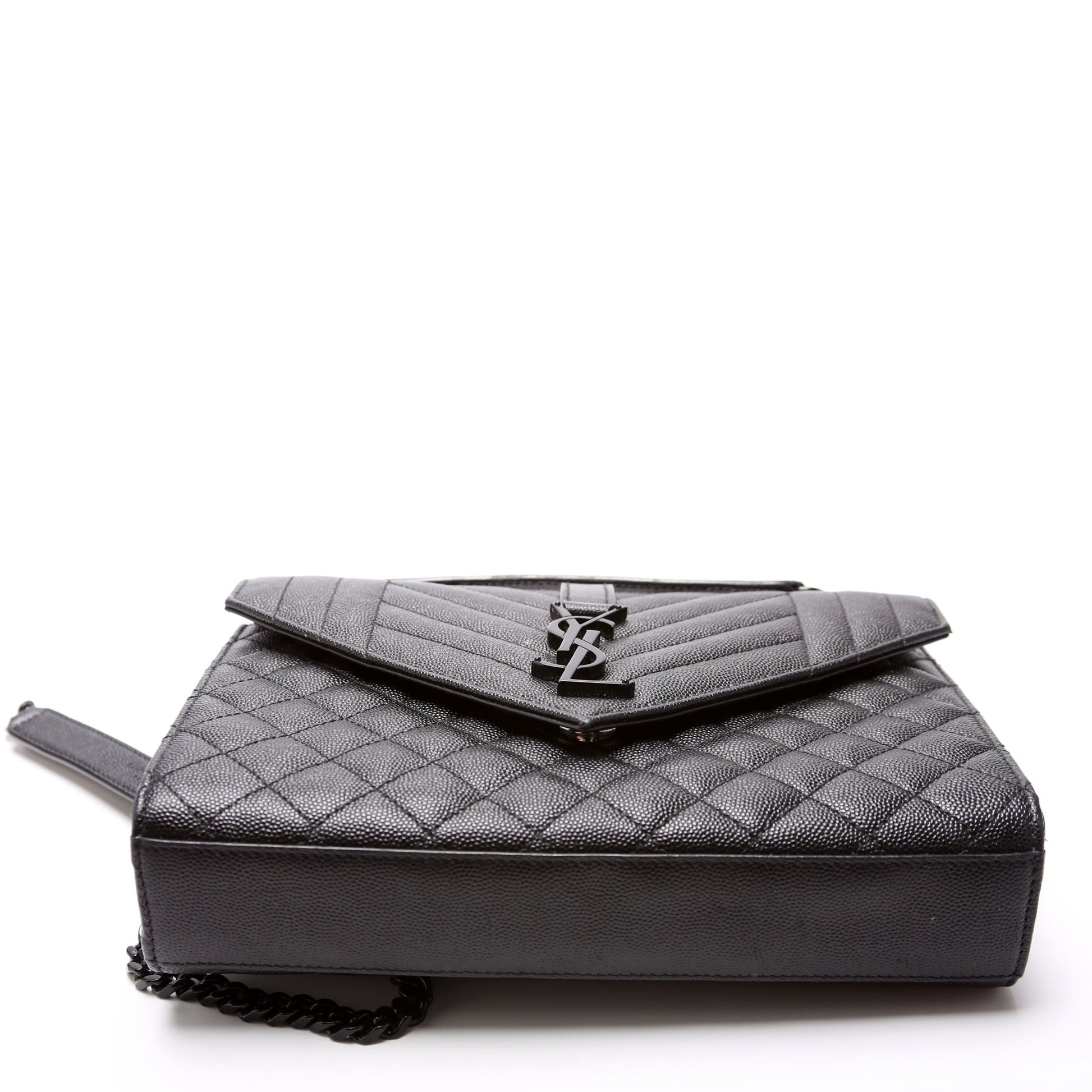 Saint Laurent Envelope Medium Grain De Triquilt 600185 Black Bag