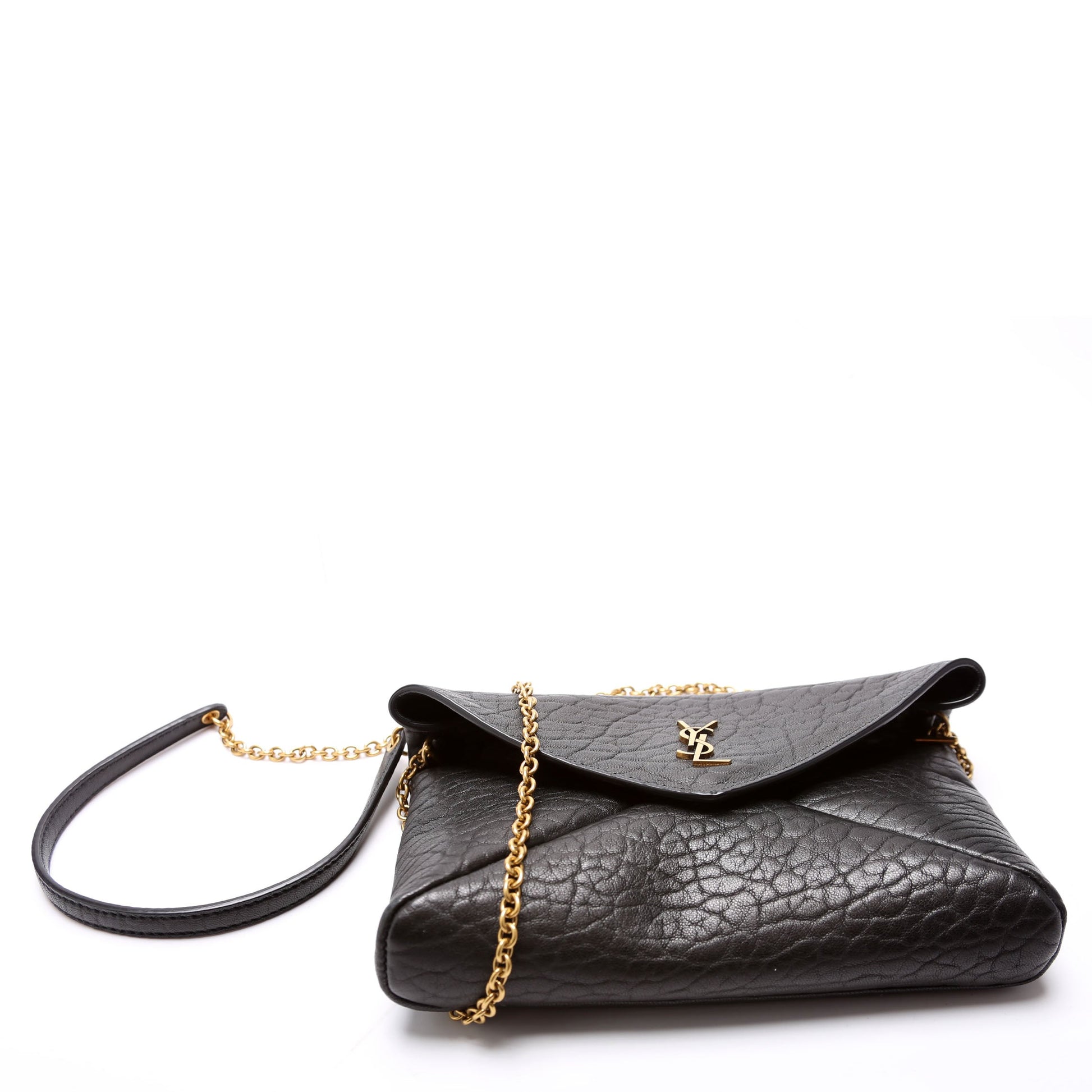 Saint Laurent Cassandre Chain Pouch Lambskin Black Bag