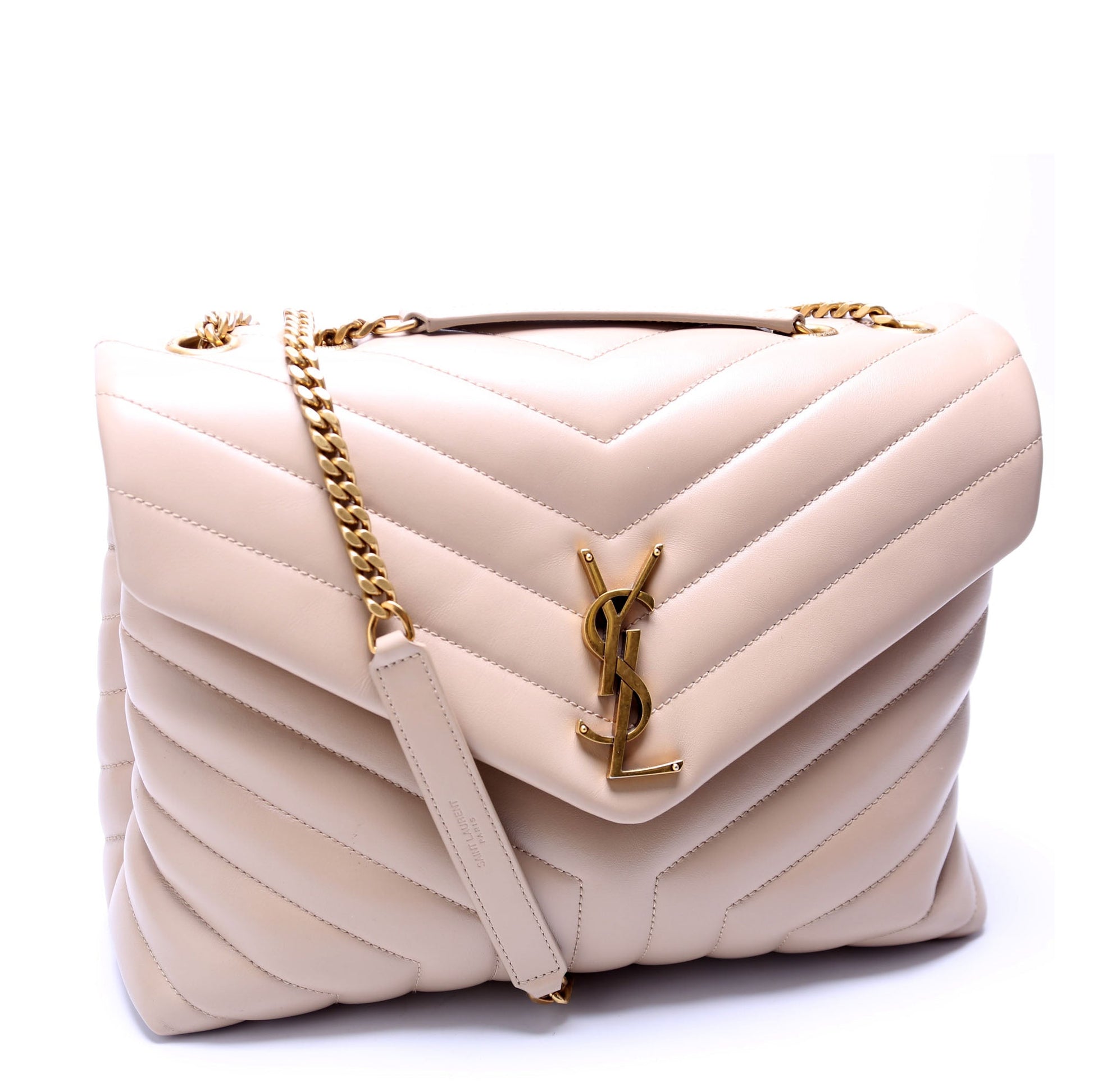 Saint Laurent Loulou Medium Quilted 574946 Beige Bag