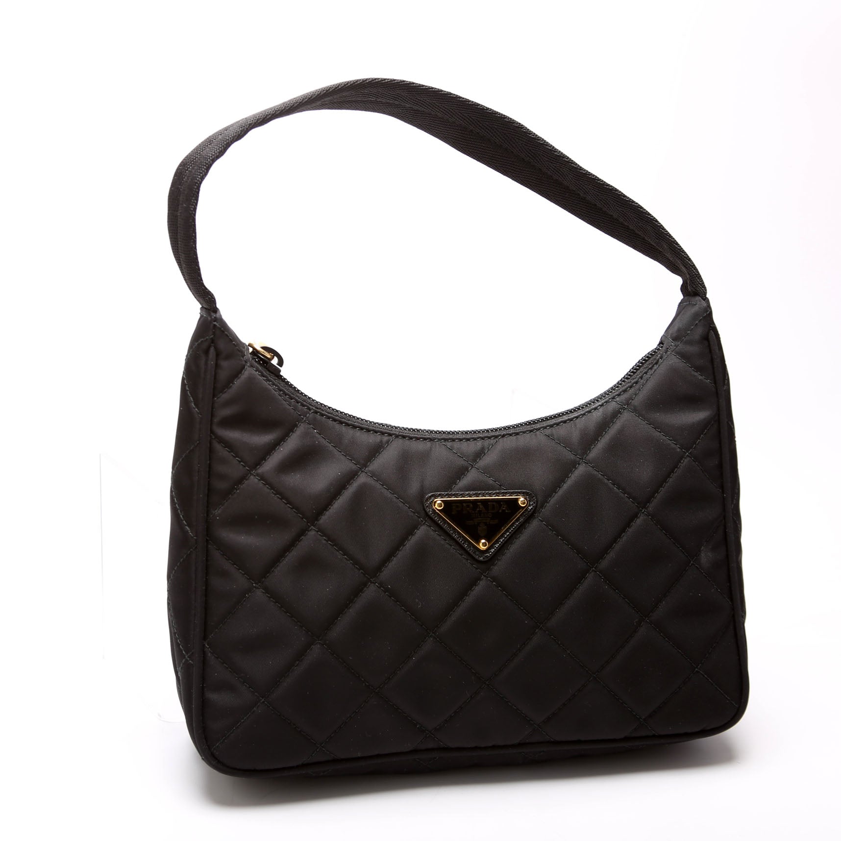 Prada Quilted Nylon Shoulder Black Bag