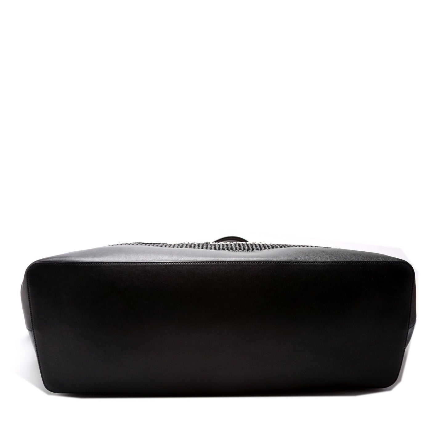 Saint Laurent Rive Gauche Raffia Calfskin Maxi Tote 718554 Black Bag