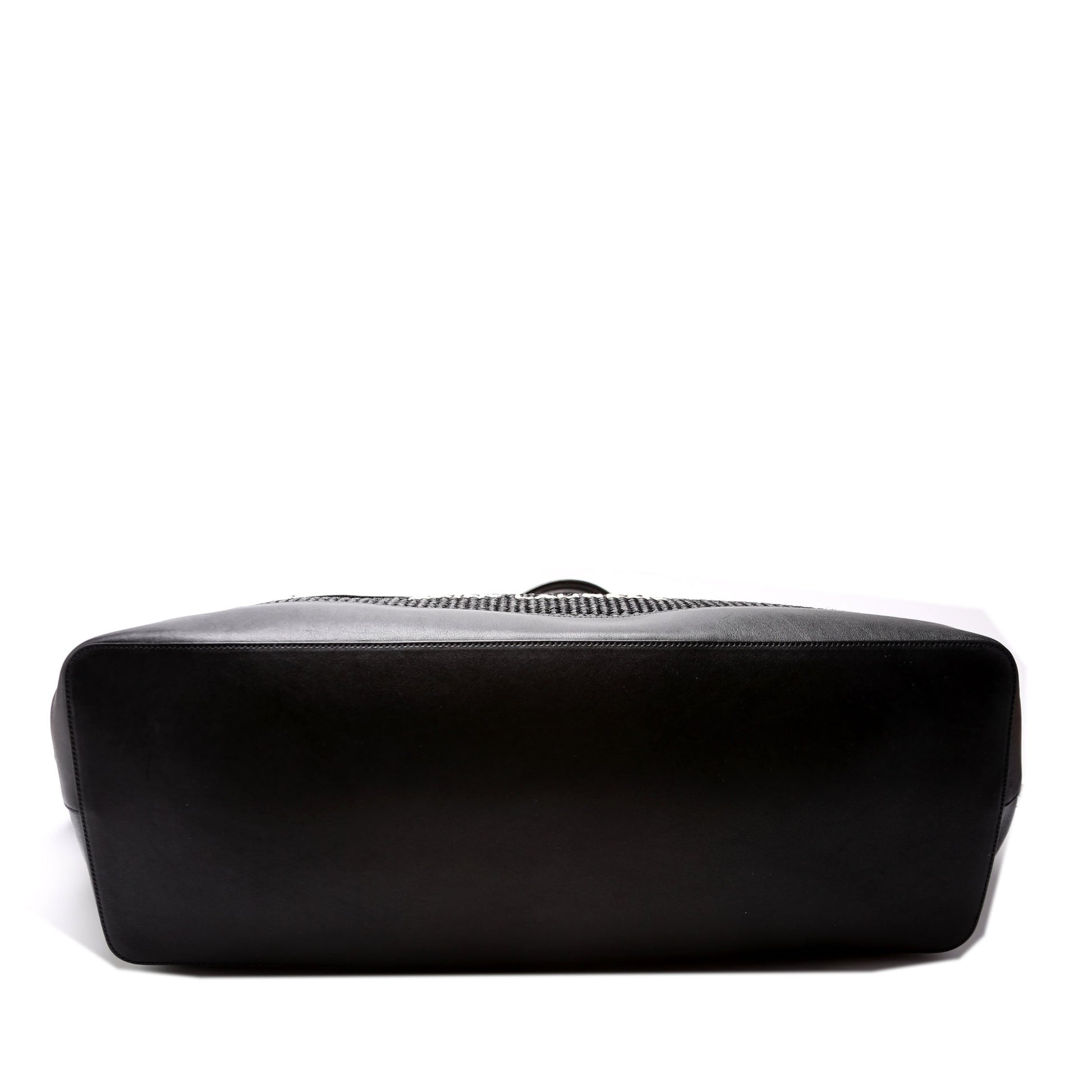 Saint Laurent Rive Gauche Raffia Calfskin Maxi Tote 718554 Black Bag