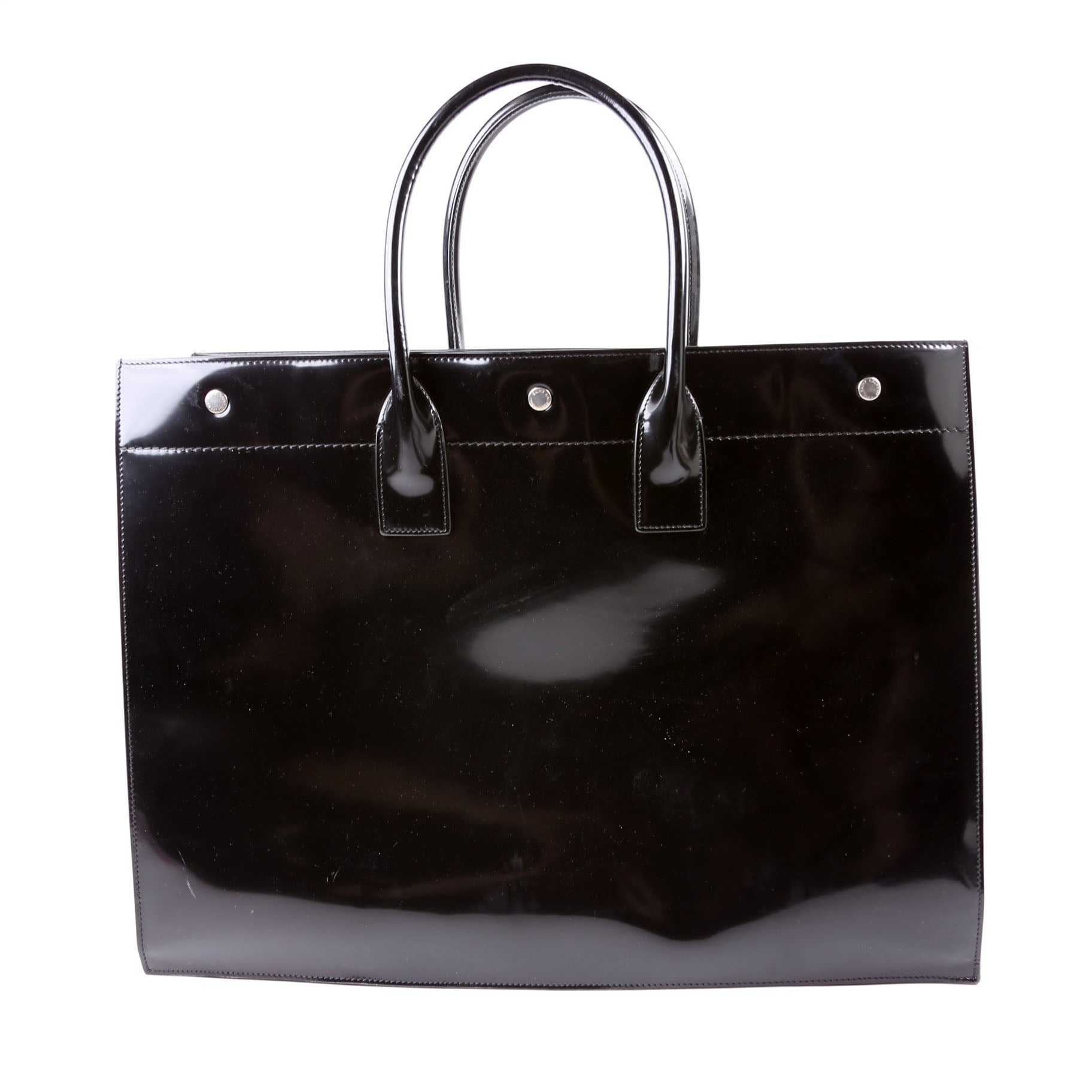 Saint Laurent Rive Gauche Patent Calfskin 587273 Black Bag