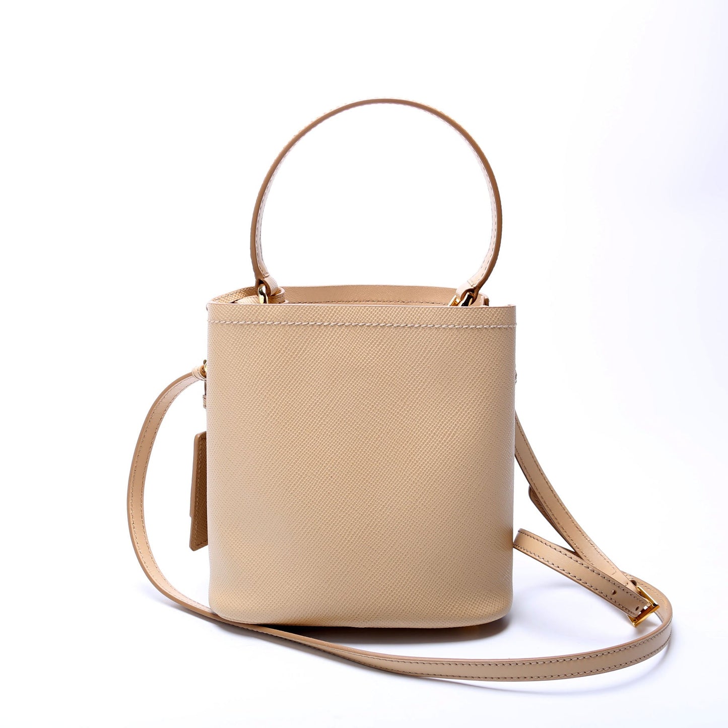 Prada Saffiano Cuir Small Panier Tan Bag