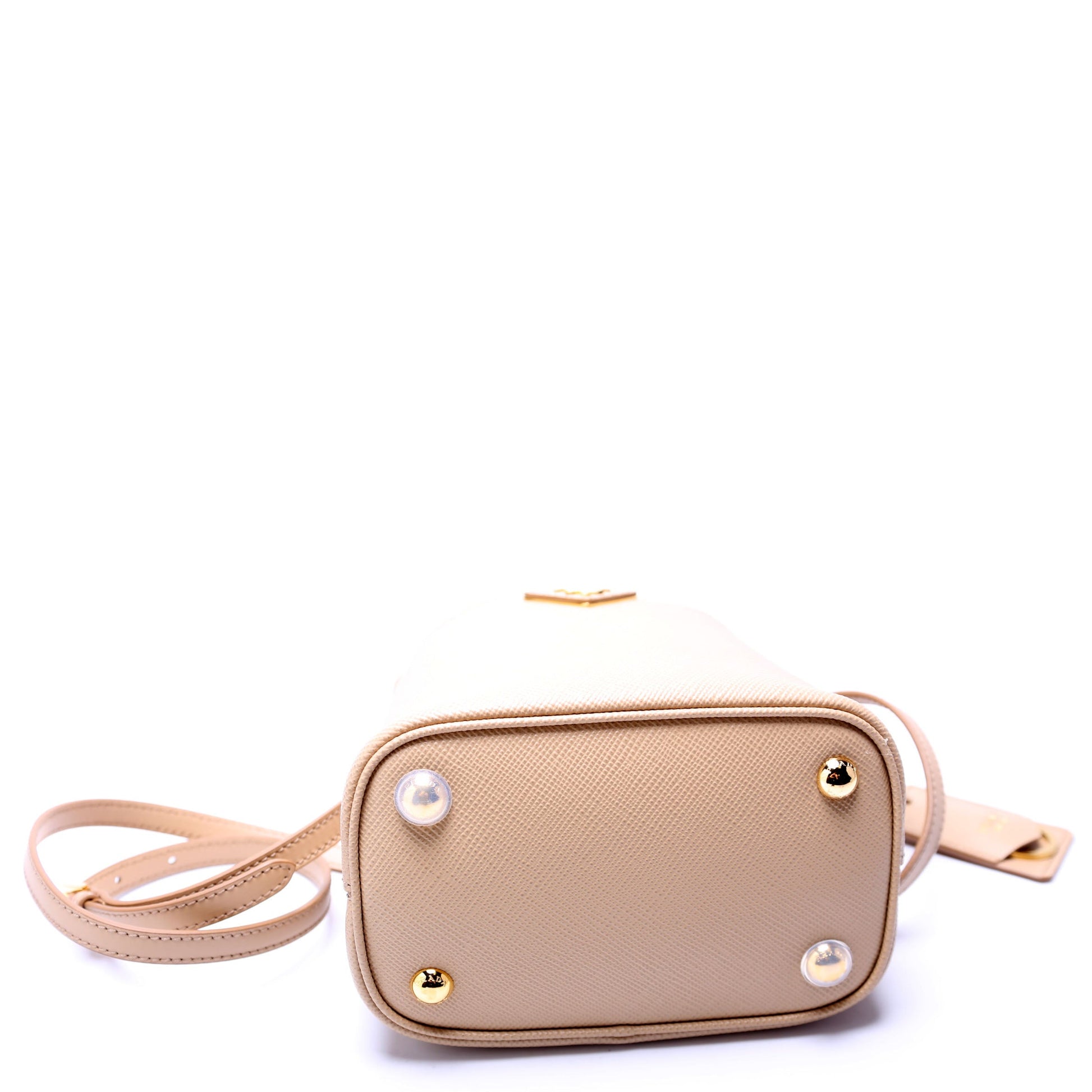 Prada Saffiano Cuir Small Panier Tan Bag