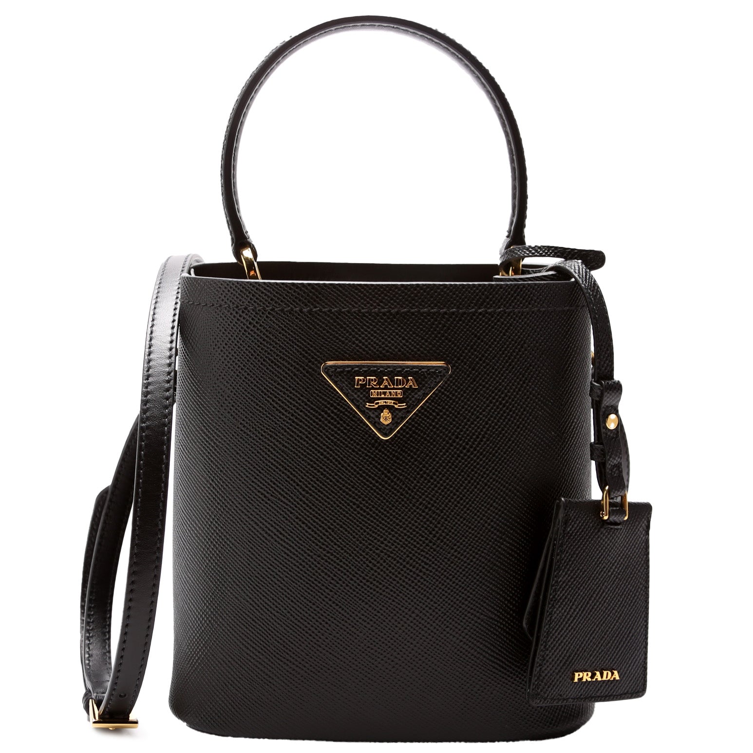 Prada Saffiano Cuir Small Panier Black Bag